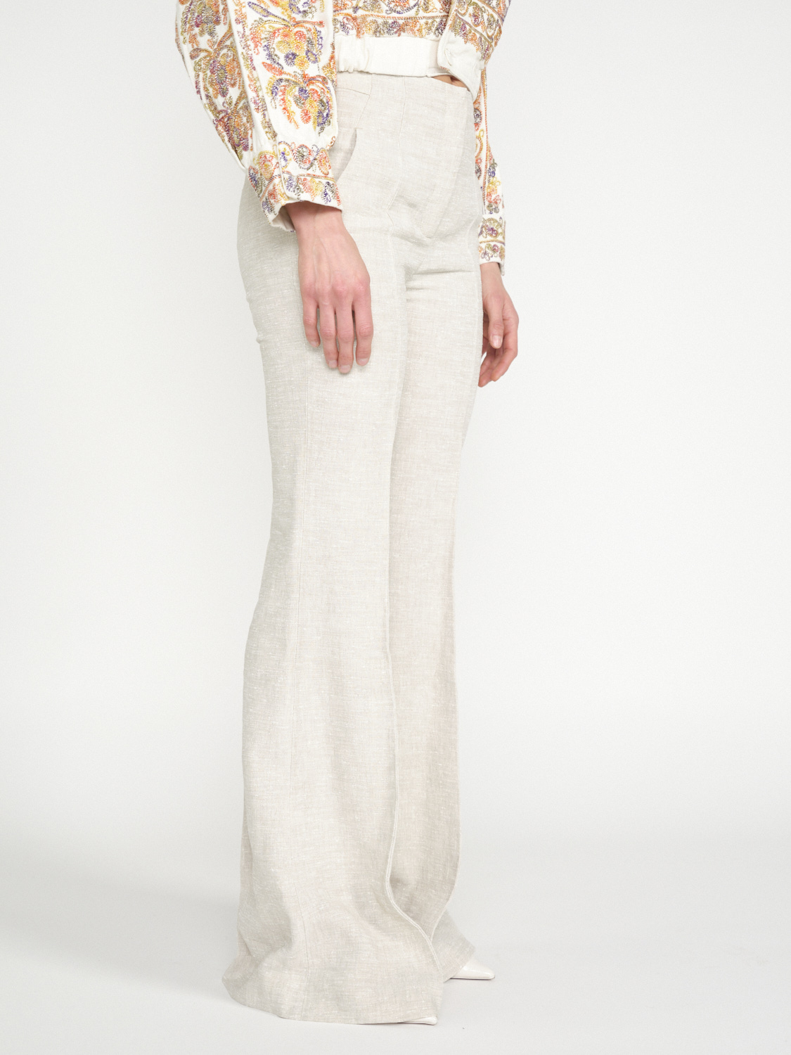 Sly010 Jody – Leinen-Hose in Tweed-Optik beige 40