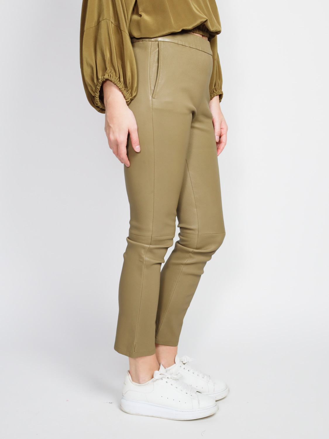 Arma Kamilla Stretch Plonge – Leder Leggings   khaki 42