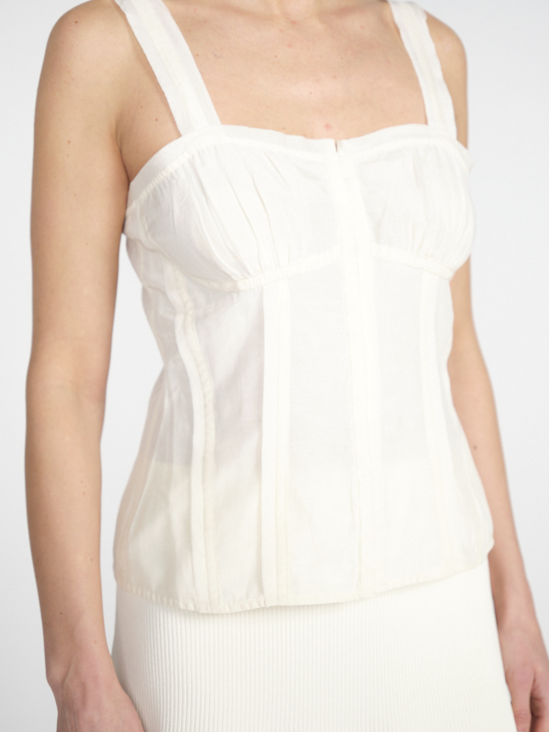 Ulla Johnson Abilene - Top corsetto in cotone e seta gazé   bianco 34