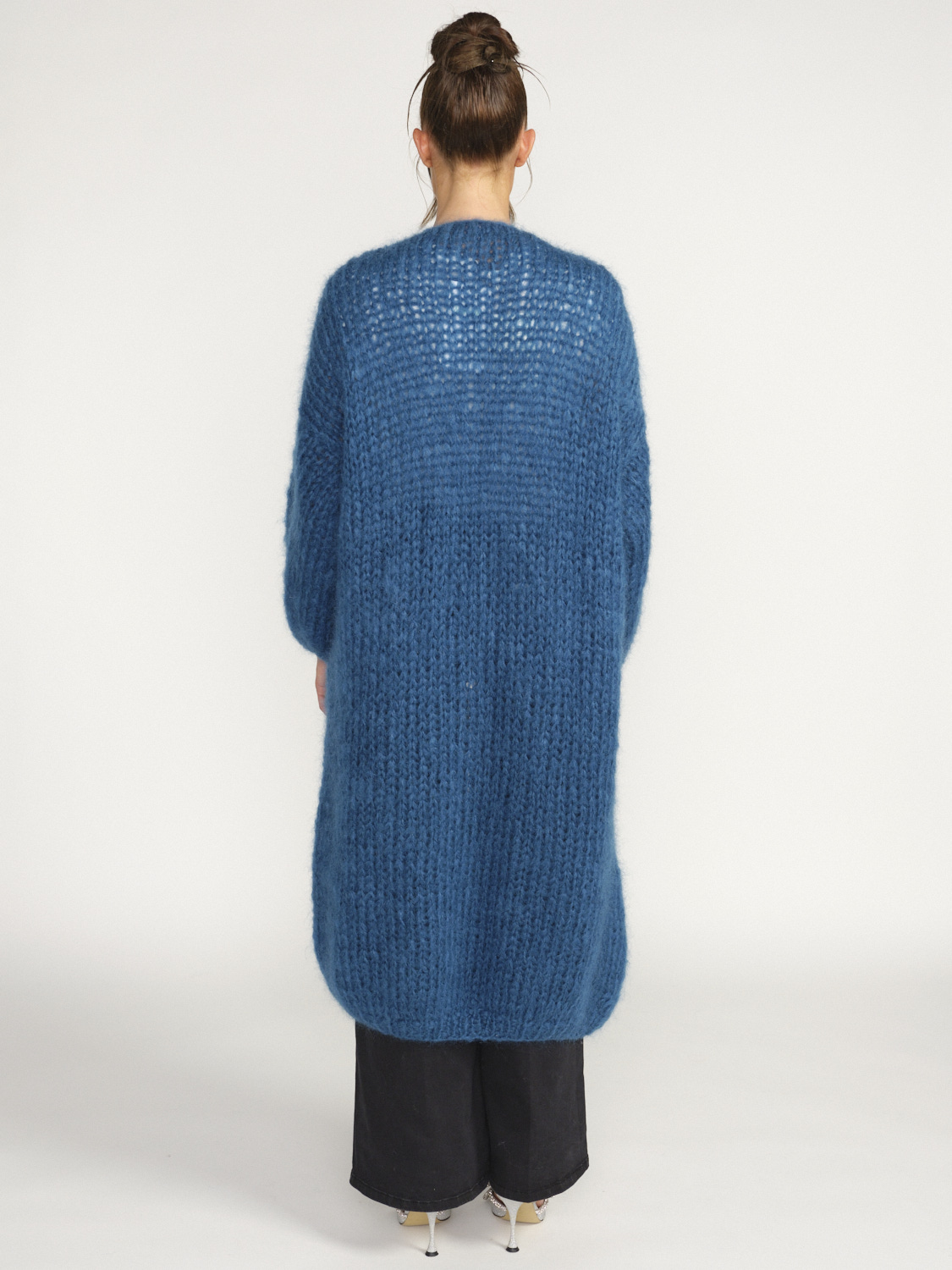 Maiami Mohair Big Coat - Cardigan with wide sleeves in mohair blue One Size