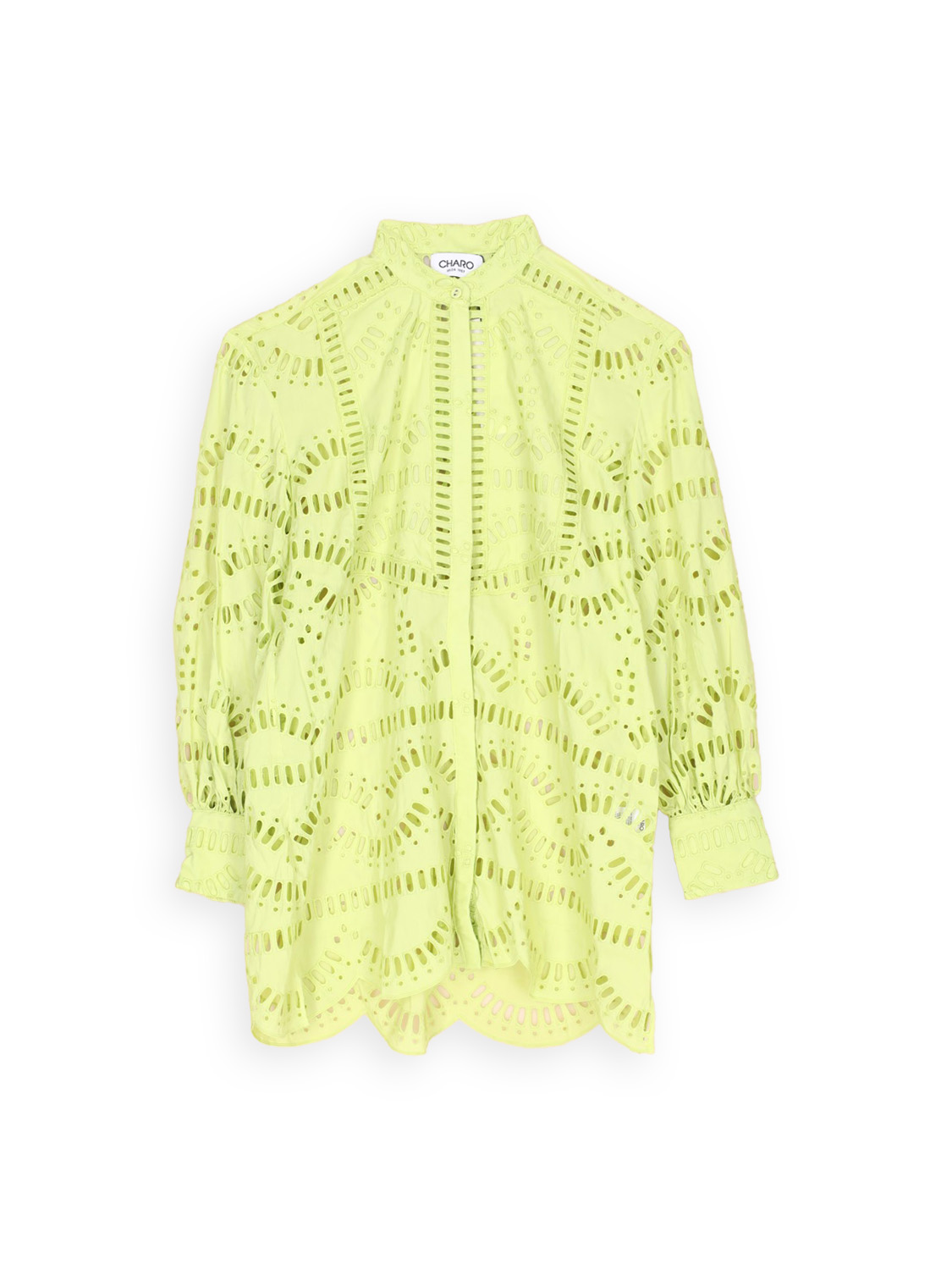 Charo Ruiz Bluse mit gesticketem Loch Muster   verde XS