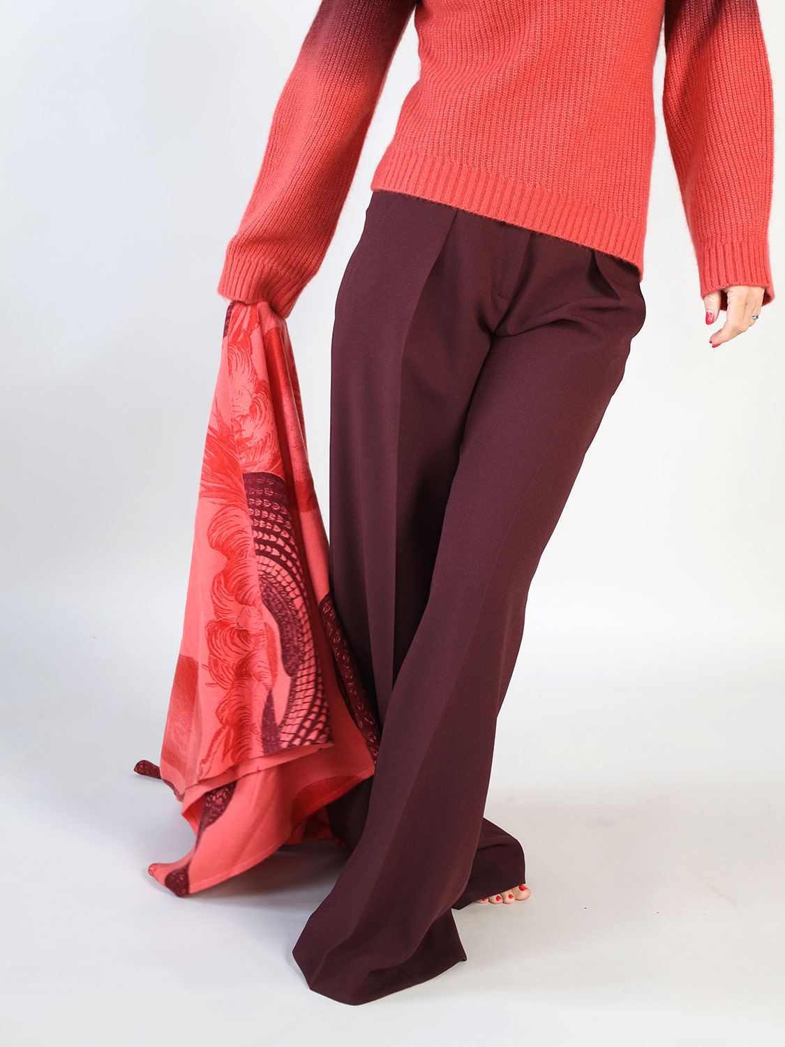 Sly010 Wide trousers with creases bordeaux 34