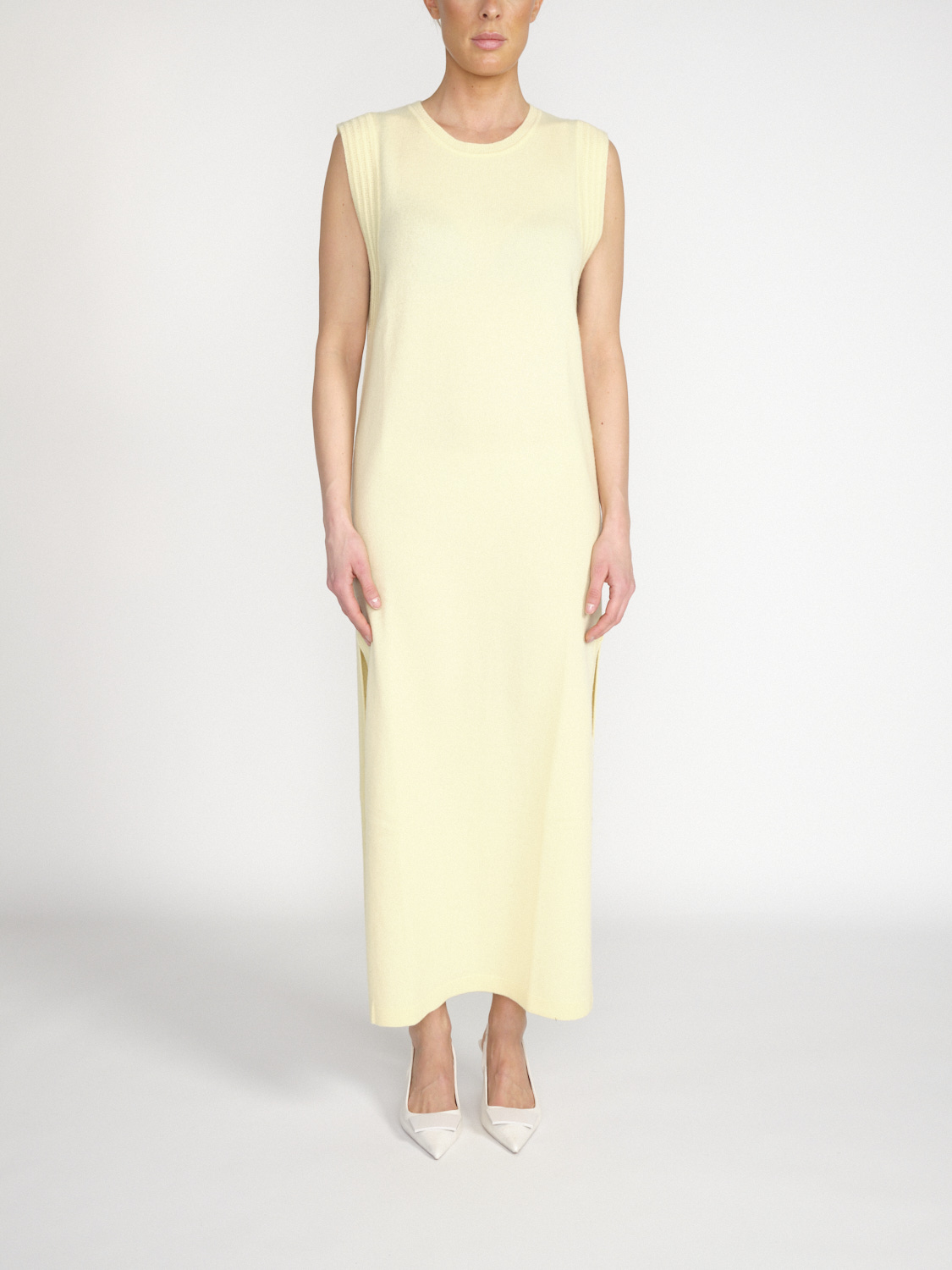 Lisa Yang Susanna – Kurzärmliges Cashmere-Midikleid gelb XS/S