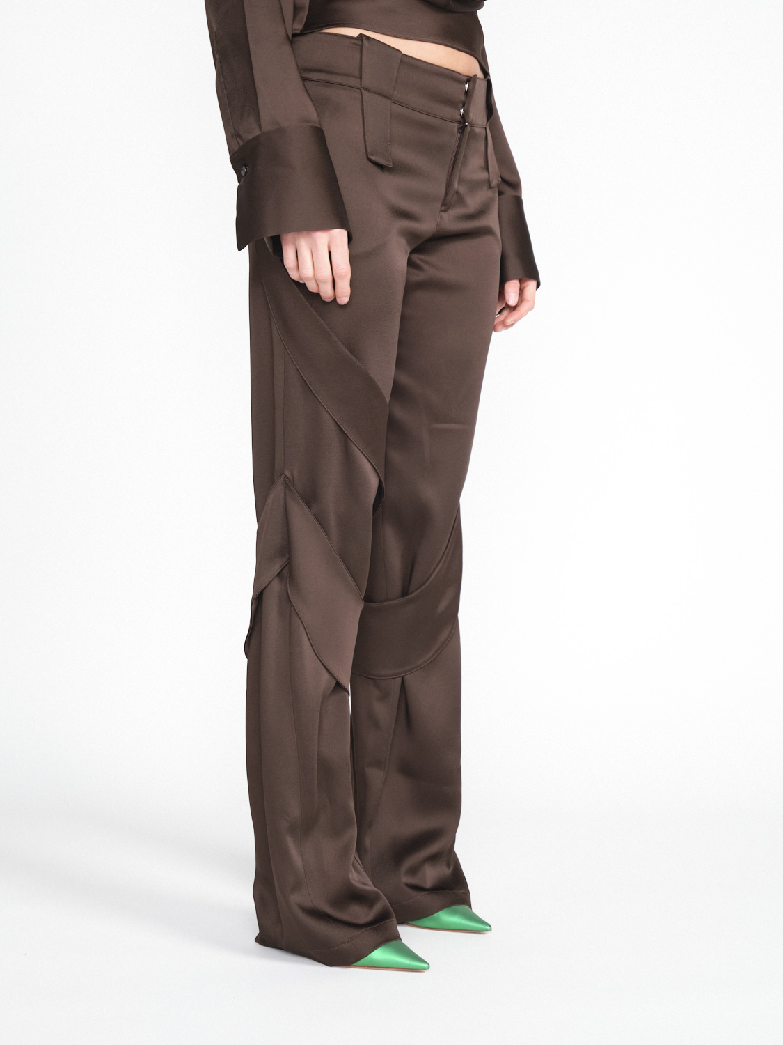 Blumarine Satin pants with layer details  brown 34
