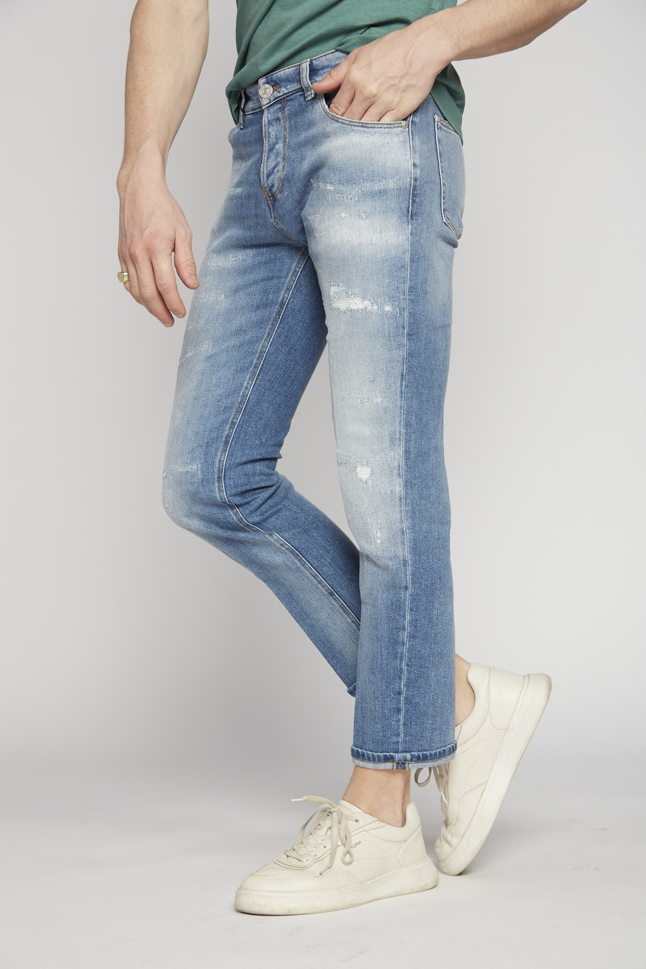 pt torino jeans denim destroyed cotton model front