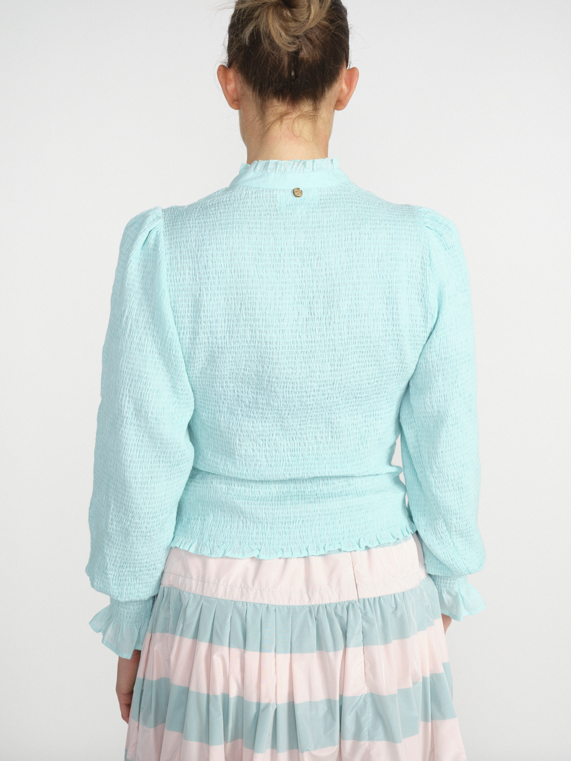 Antik Batik Anna smocked blouse with lace detail  36 mint