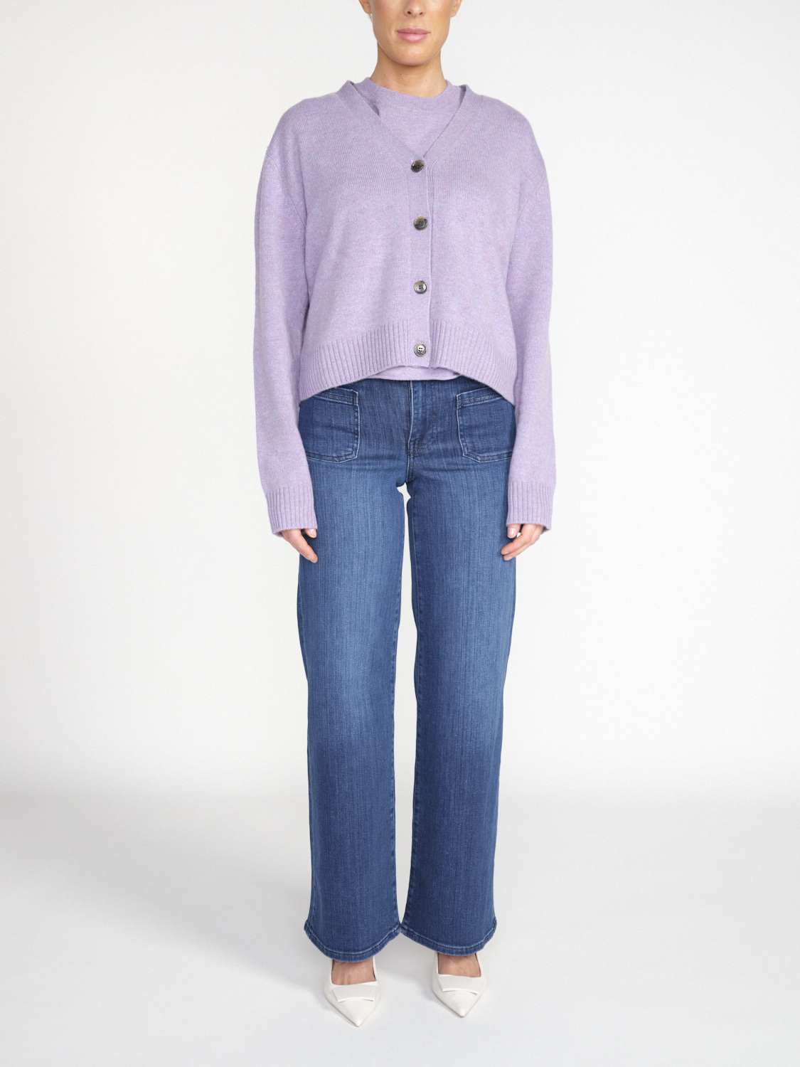 Lisa Yang Marion - Short cashmere cardigan  lila XS/S