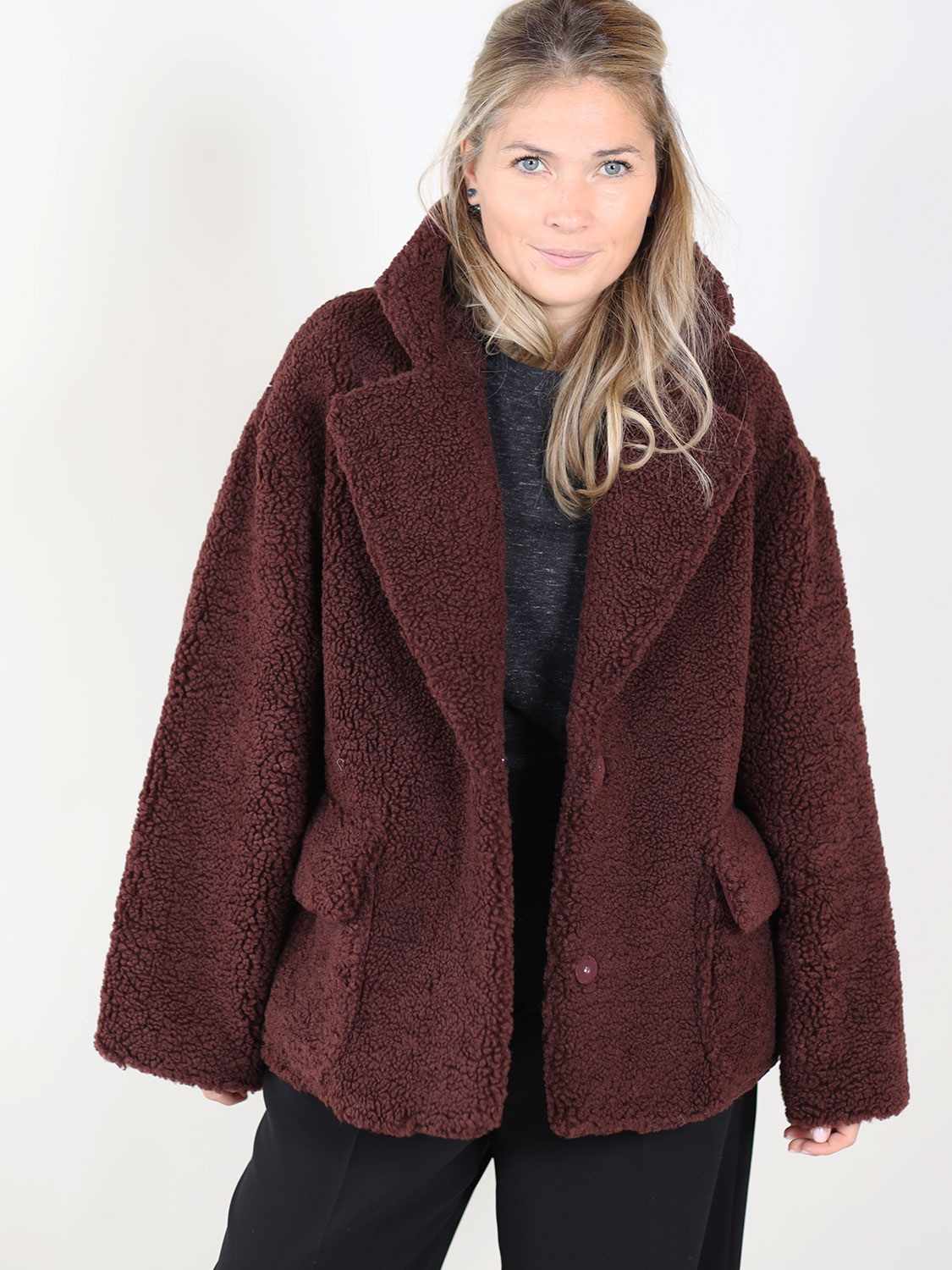 Betta Corradi Giacca – Jacke in Felloptik  bordeaux XS