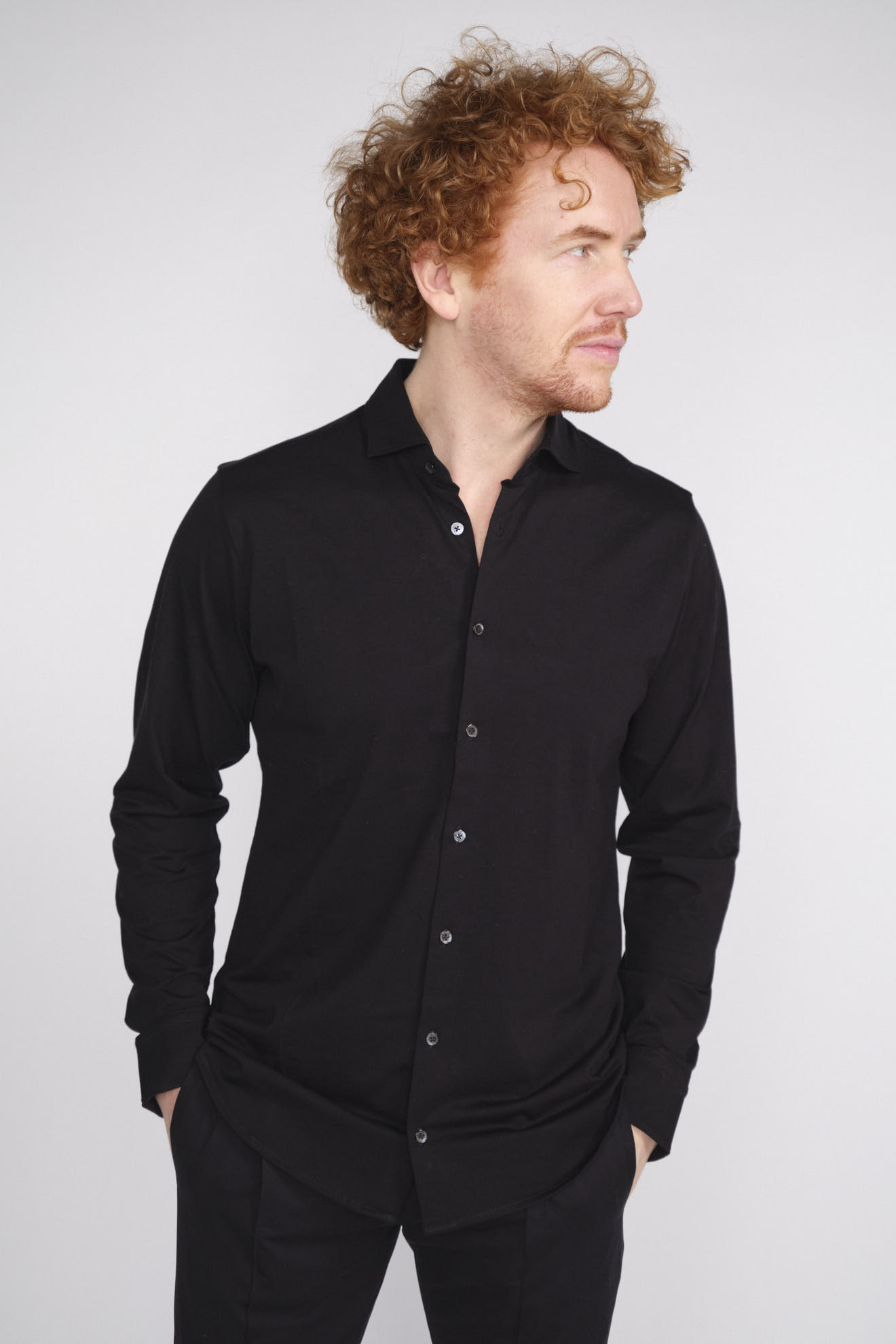 Stefan Brandt Otis - jersey shirt with button placket black XXL