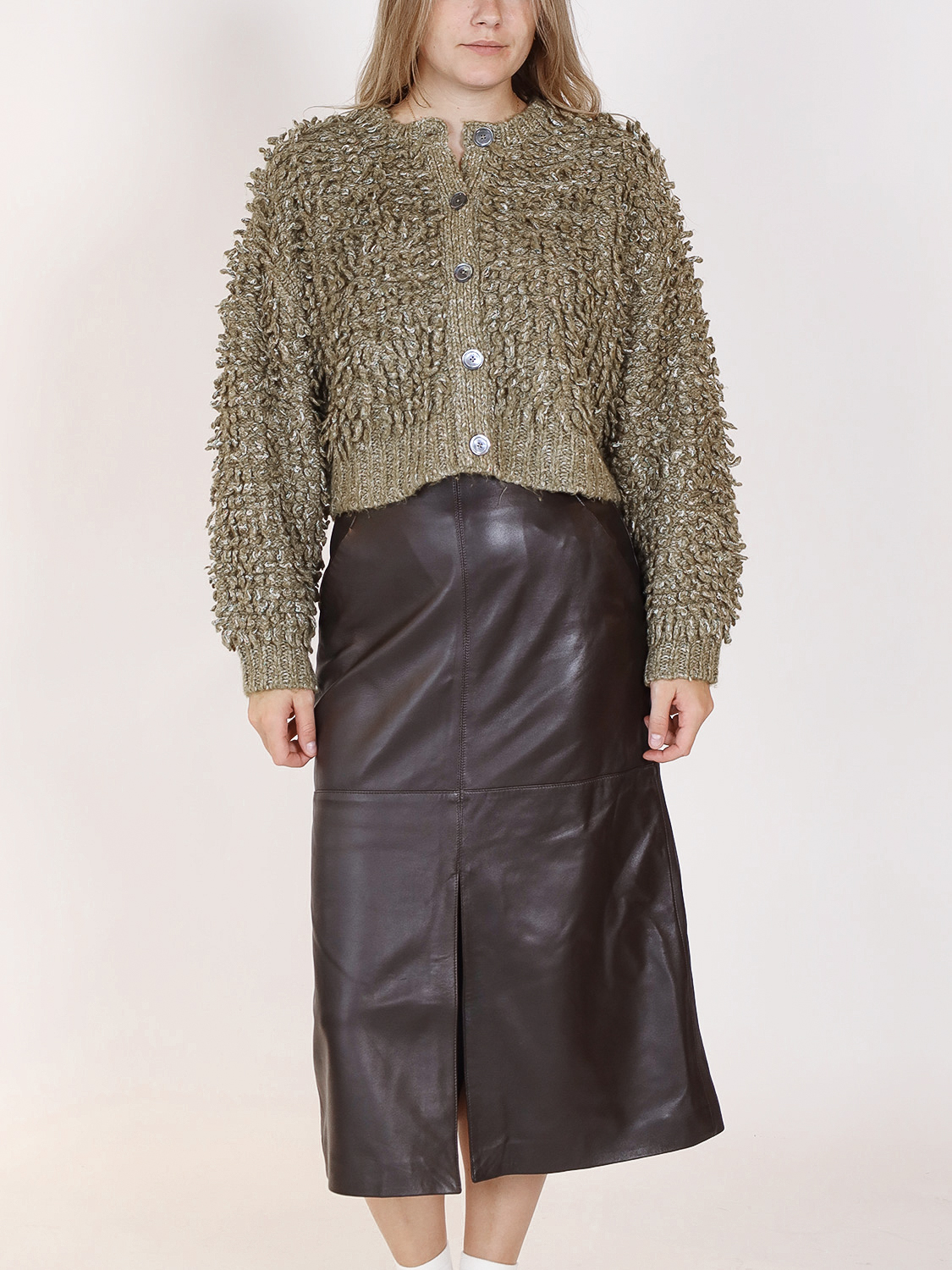 Odeeh Cardigan with fringe detail green S