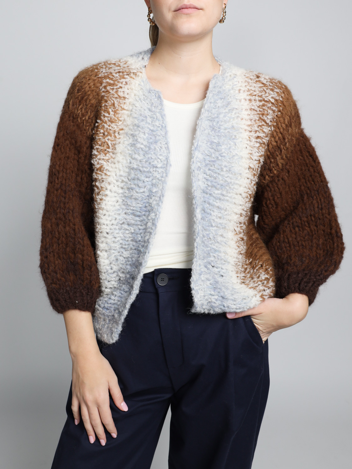 Maiami Boucle Ombre – Alpaca bomber cardigan  mehrfarbig M/L