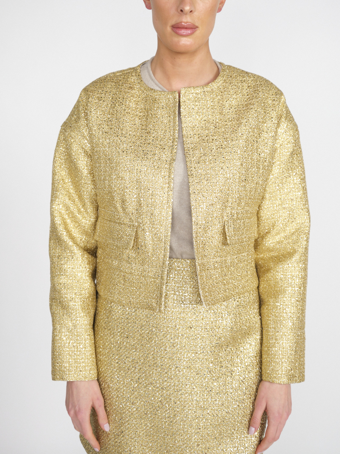 Odeeh Broccato oro - Blazer in broccato con dettagli in lurex  oro 34