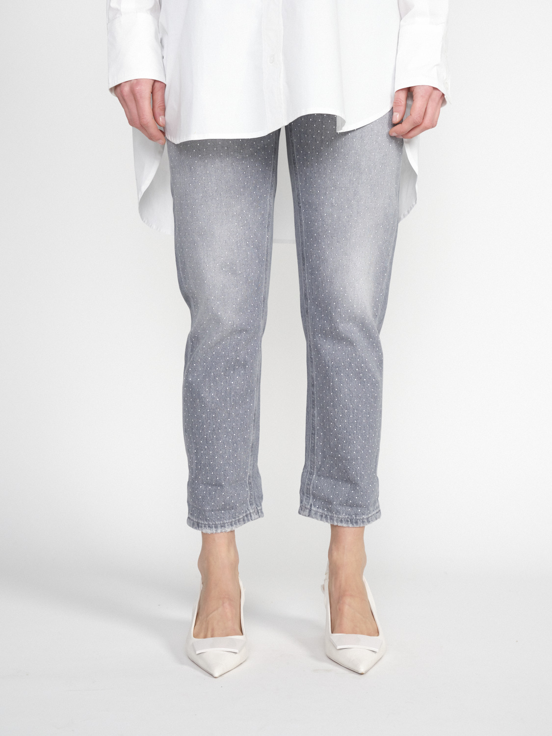 Dondup Koons - Cropped jeans with rhinestones grey 28