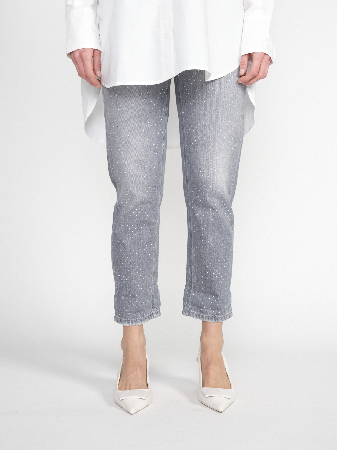 Koons - Cropped Jeans mit Strasssteinen