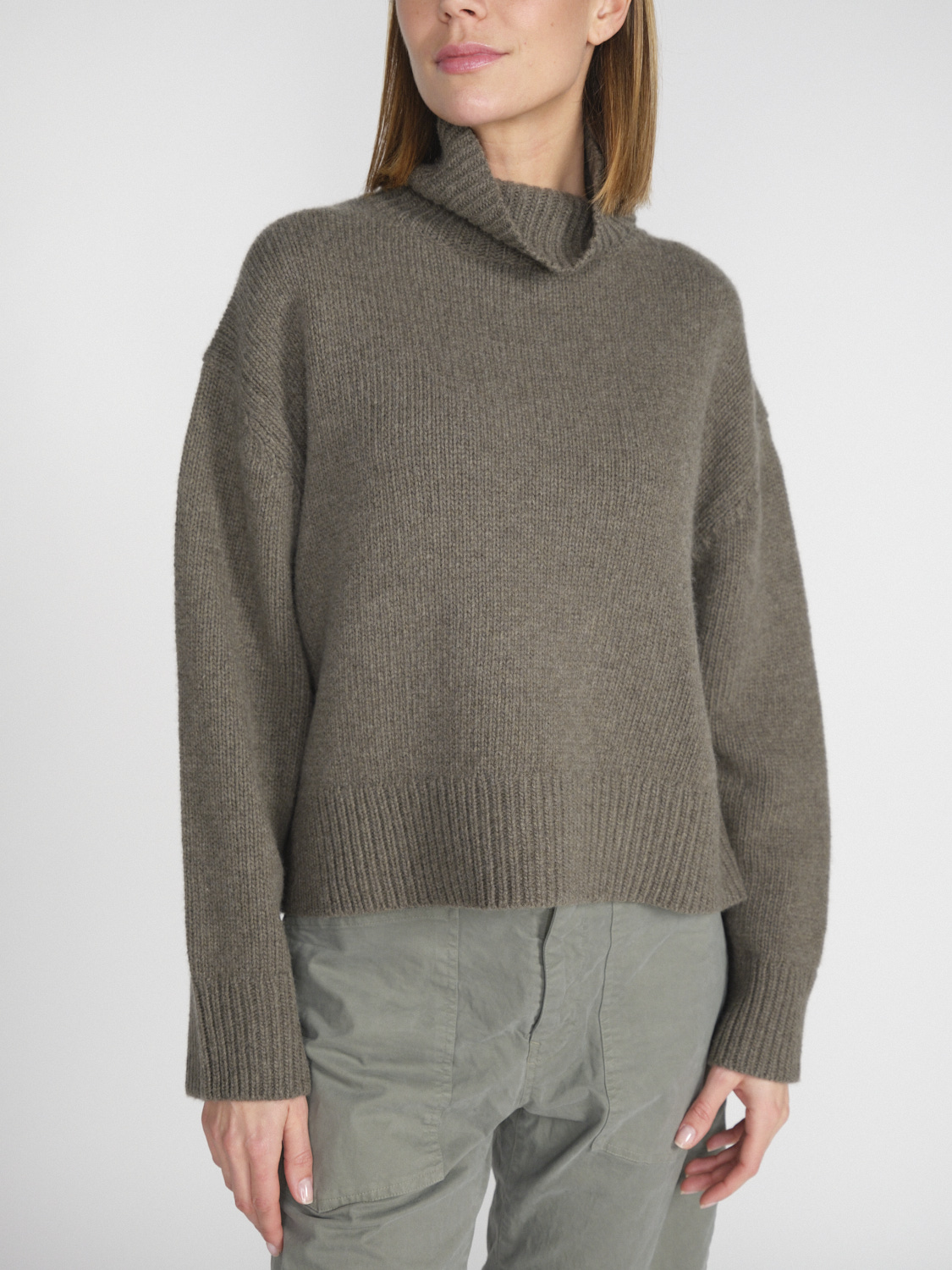 Nili Lotan Omaira - Oversized lambswool turtleneck sweater  beige XS