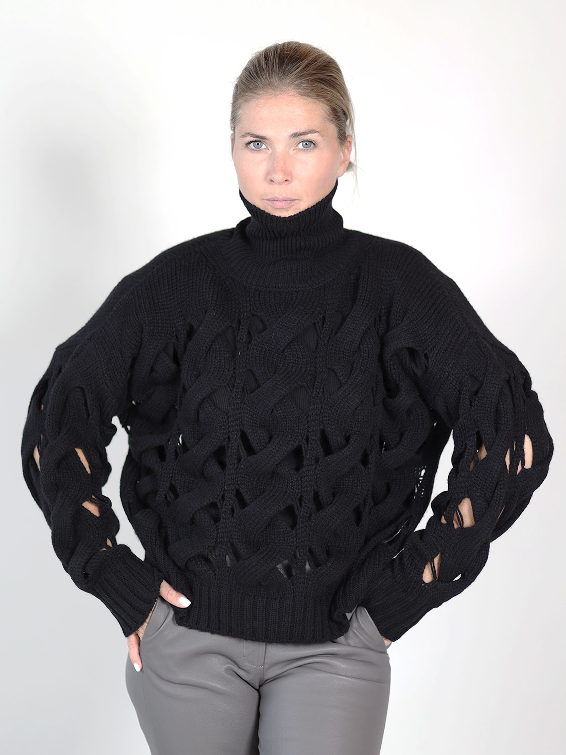 Ely Ely Alexa – Chunky knit turtleneck sweater black 34
