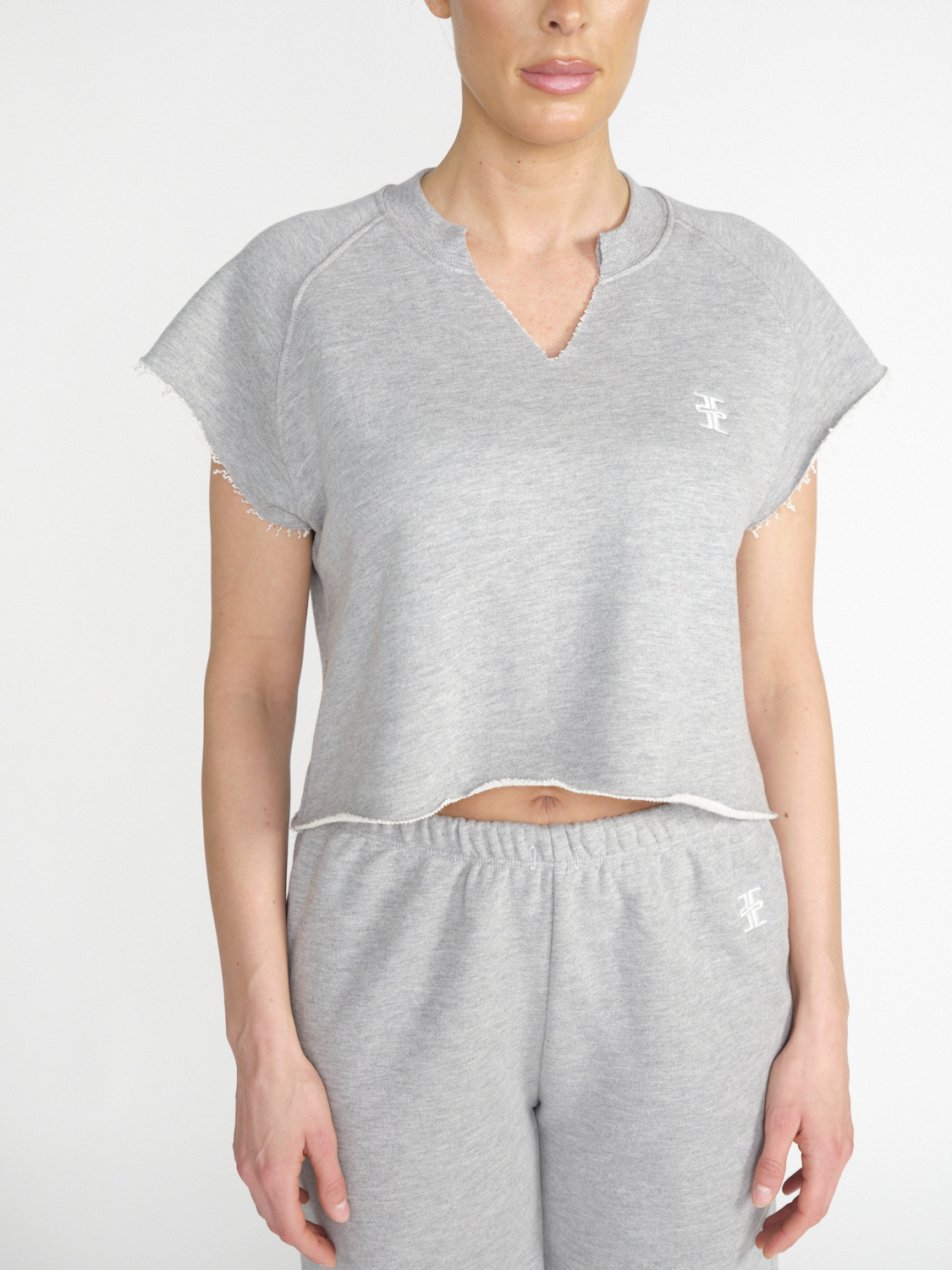 Terry Raglan cropped sweater with cutoff details 