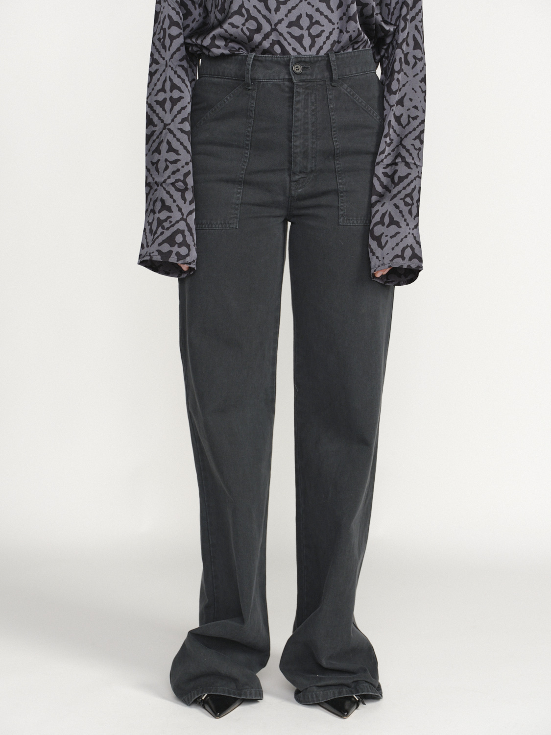 Nili Lotan Quentin - Pantalon à pattes d'éléphant avec design de grandes poches gris 36