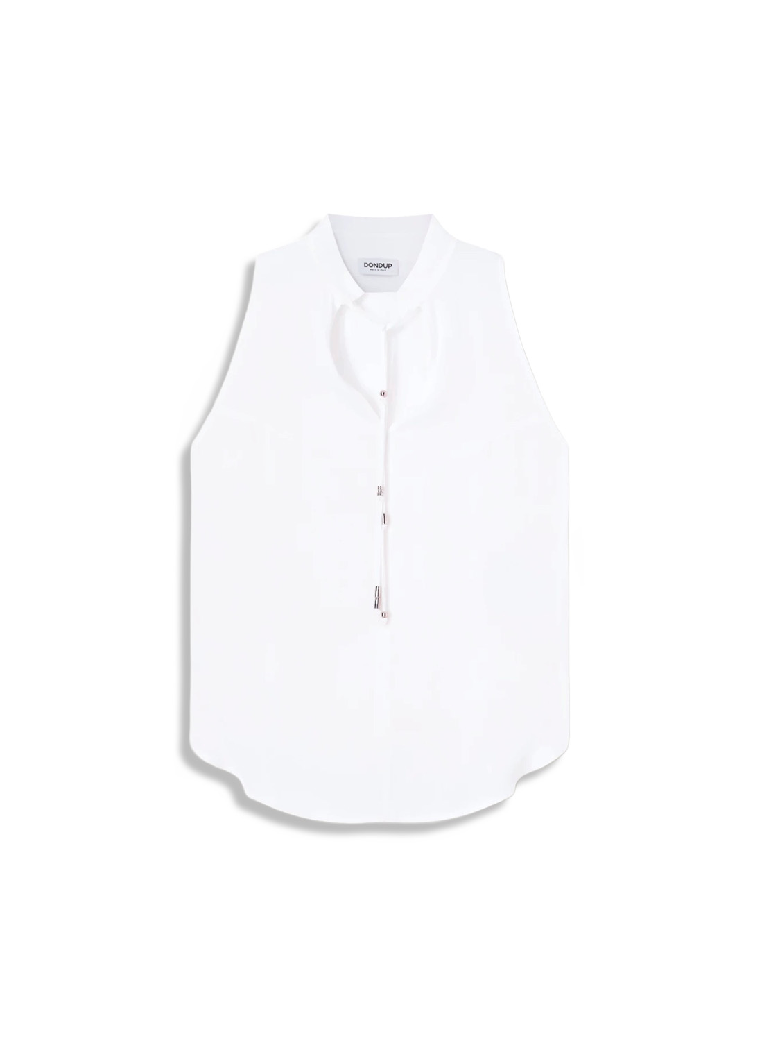 Sleeveless blouse in flowing fabric with decorative cord
