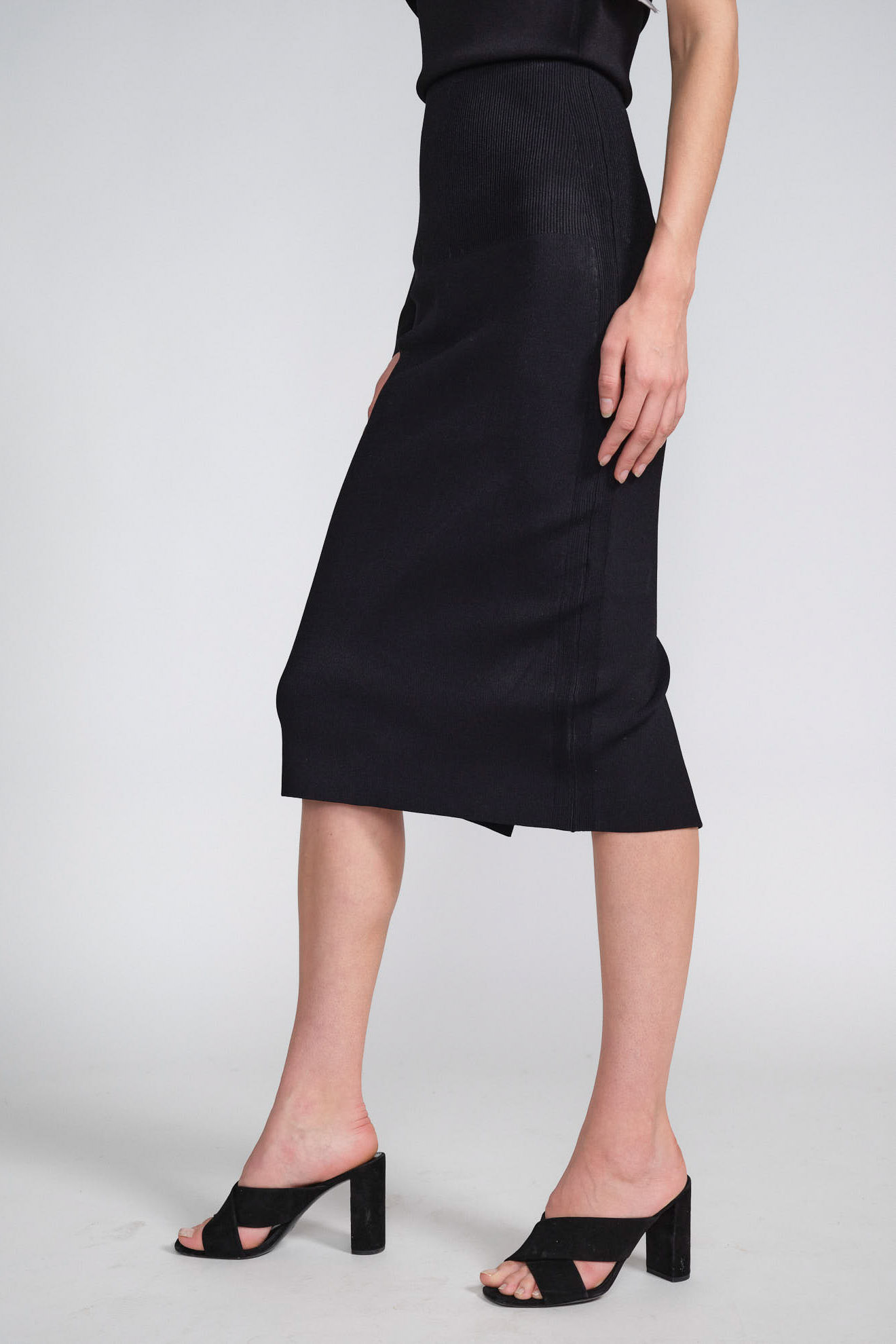 victoria beckham skirt black plain mix model side