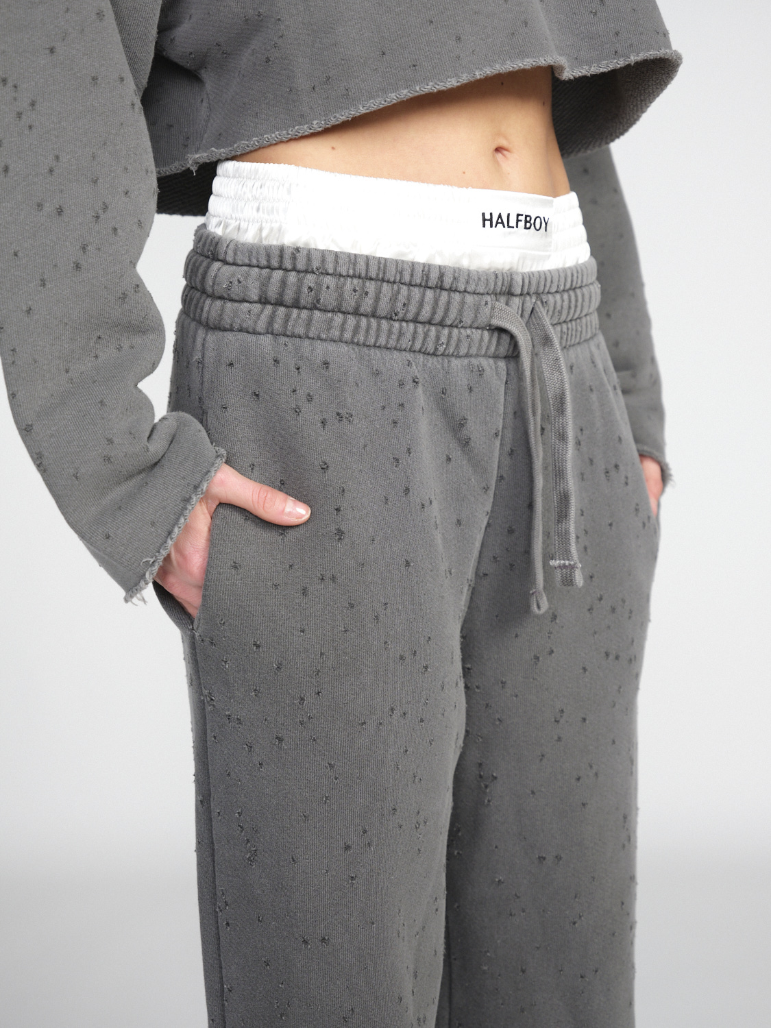 Halfboy Jogger – Jogginghose mit weitem Bein   grau XS