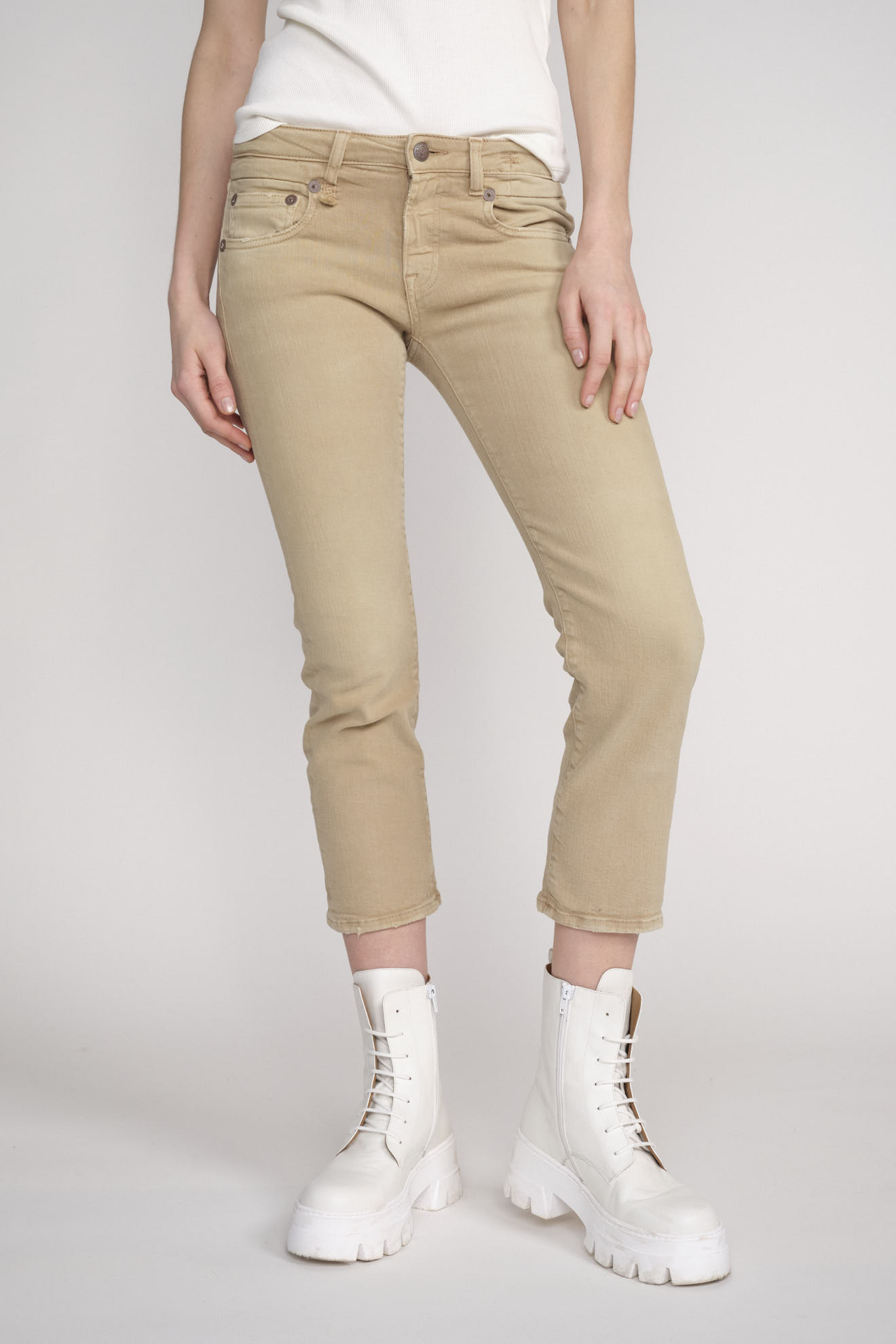 R13 Boy Straight - cotton jeans in used look beige 28 R13 Boy Straight - cotton jeans in used look beige 28