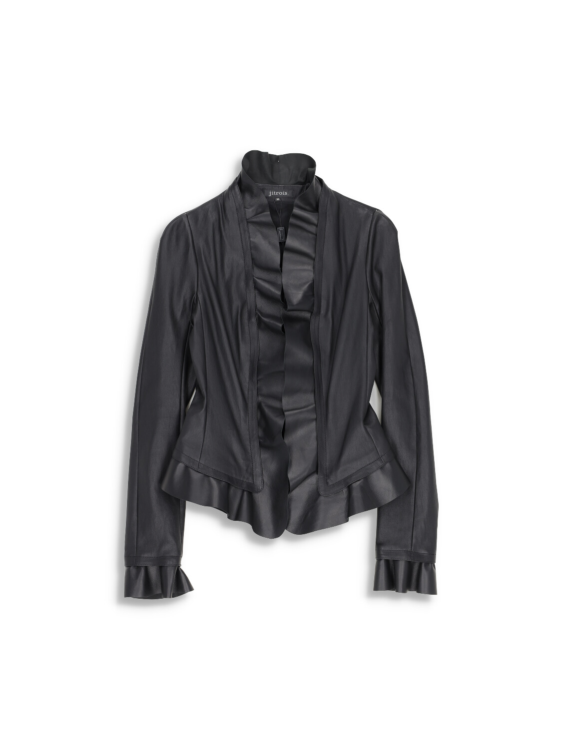 jitrois Blouson Jagger - jacket with ruffle details in lamb leather black 38