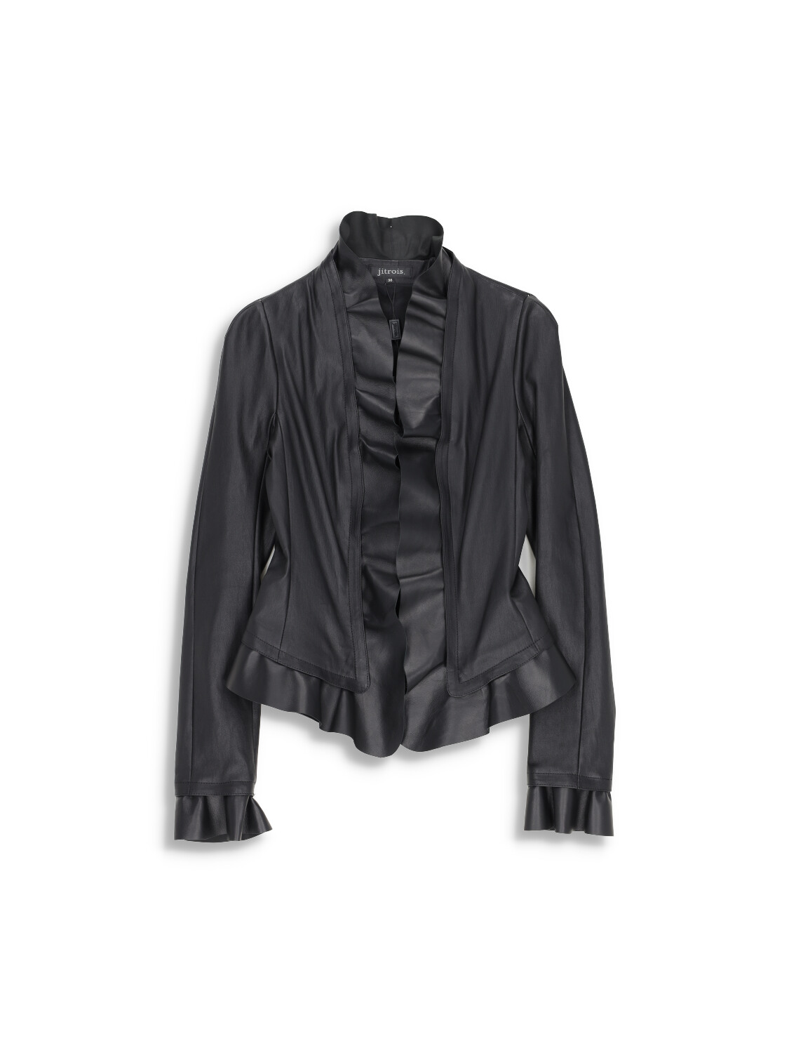 jitrois Blouson Jagger - Giacca con dettagli a balze in pelle di agnello nero 40