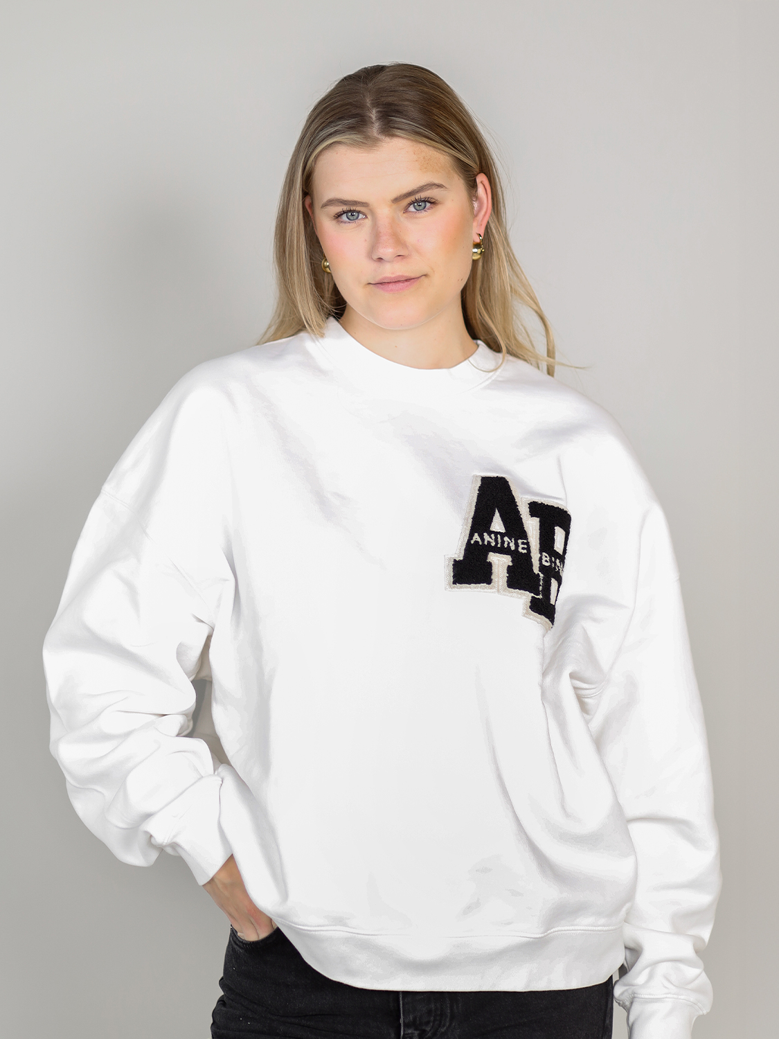 Anine Bing Miles – Pullover mit aufgesticktem Logo  weiß XXS