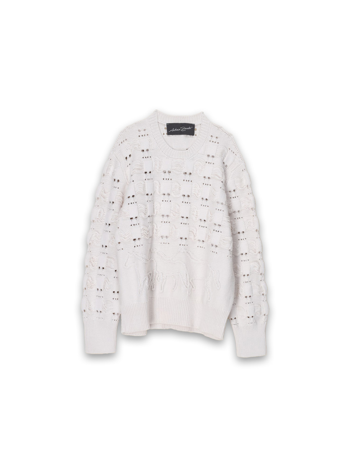 Antonia Zander Carola – cotton sweater with ajour pattern  creme M