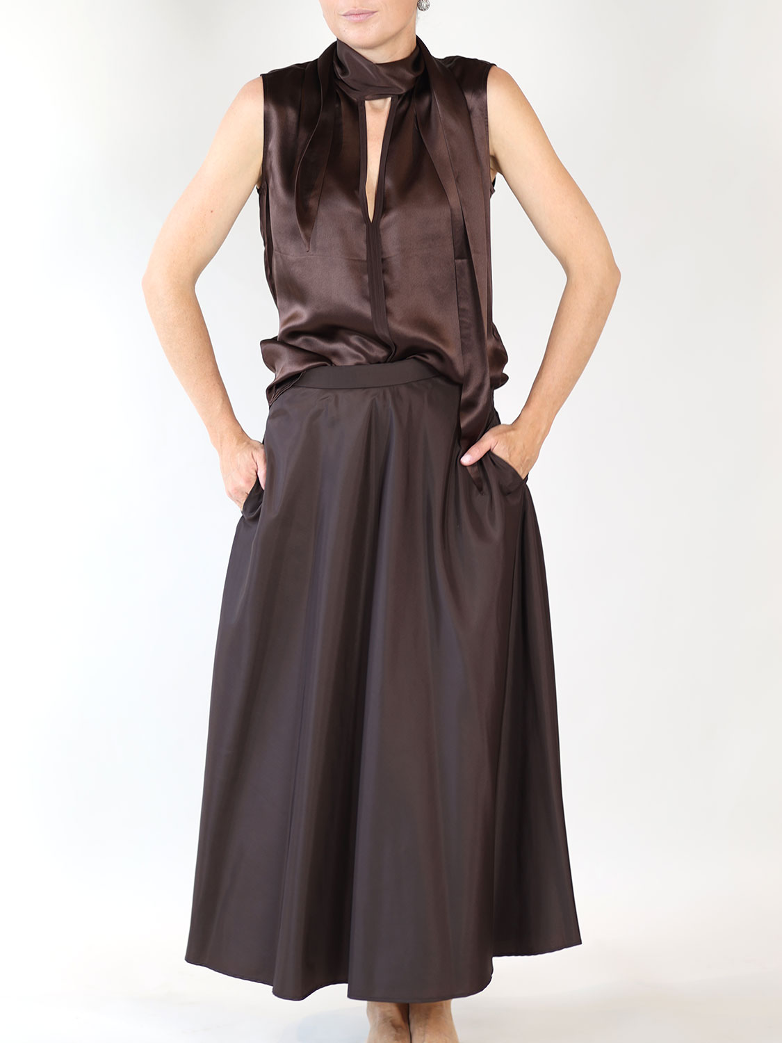 Dorothee Schumacher Sporty Elegance – Nylon Skirt brown 40