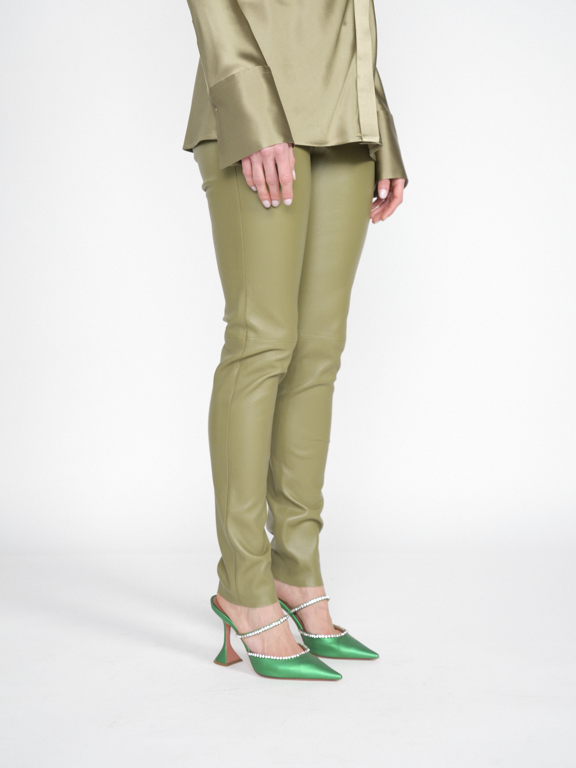 Joseph Stretch Legging - Legging en cuir extensible khaki 38