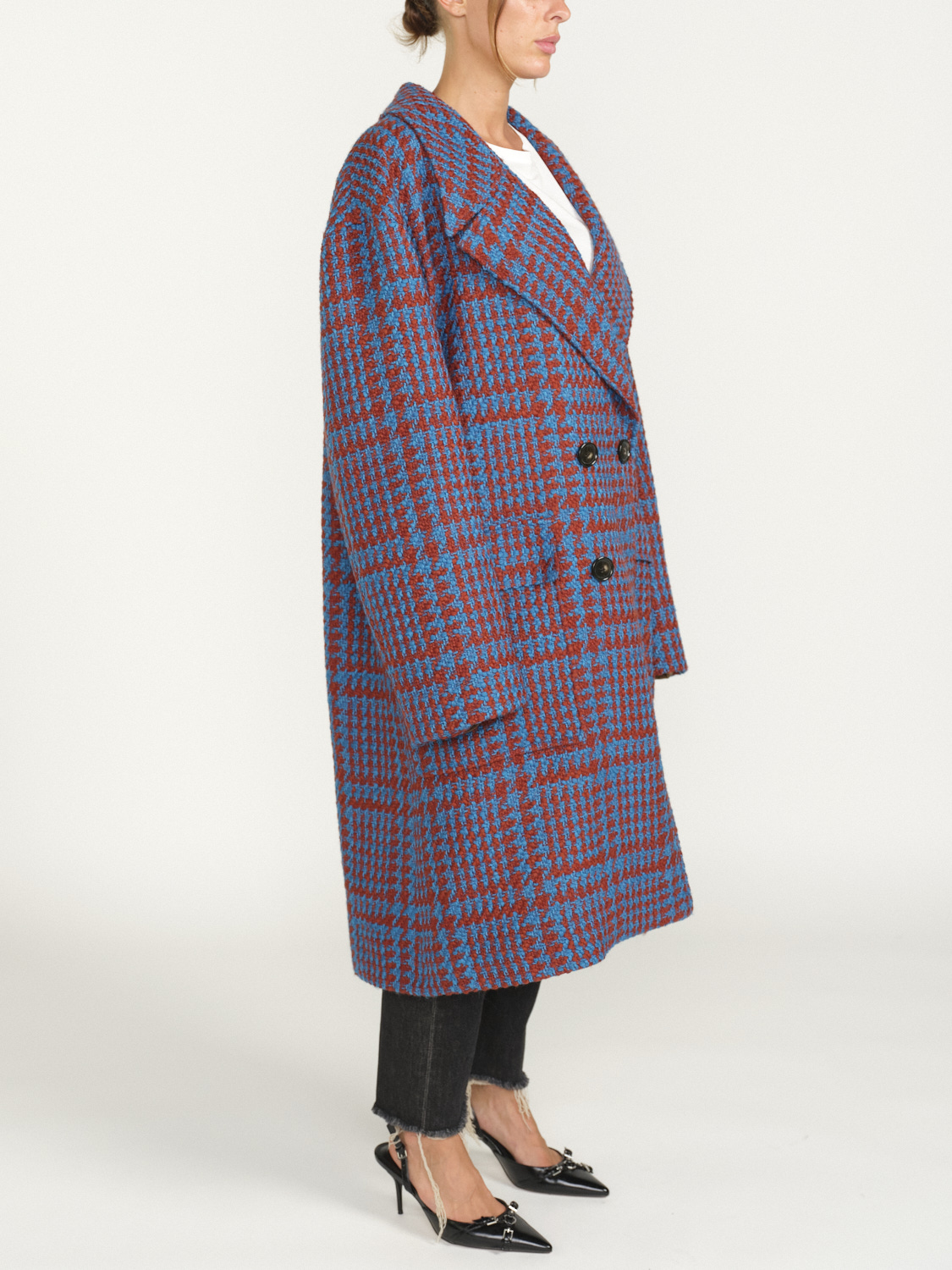 PT Torino Classic multicolor coat with double button placket  blue 48