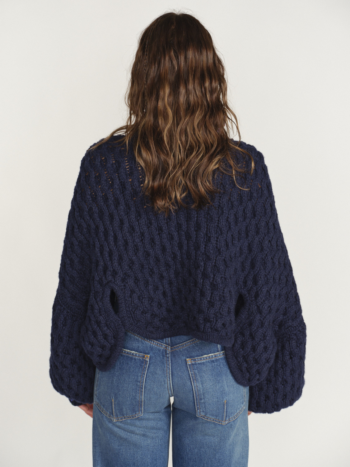 Letanne Oversized turtleneck sweater with crystals on collar blue One Size