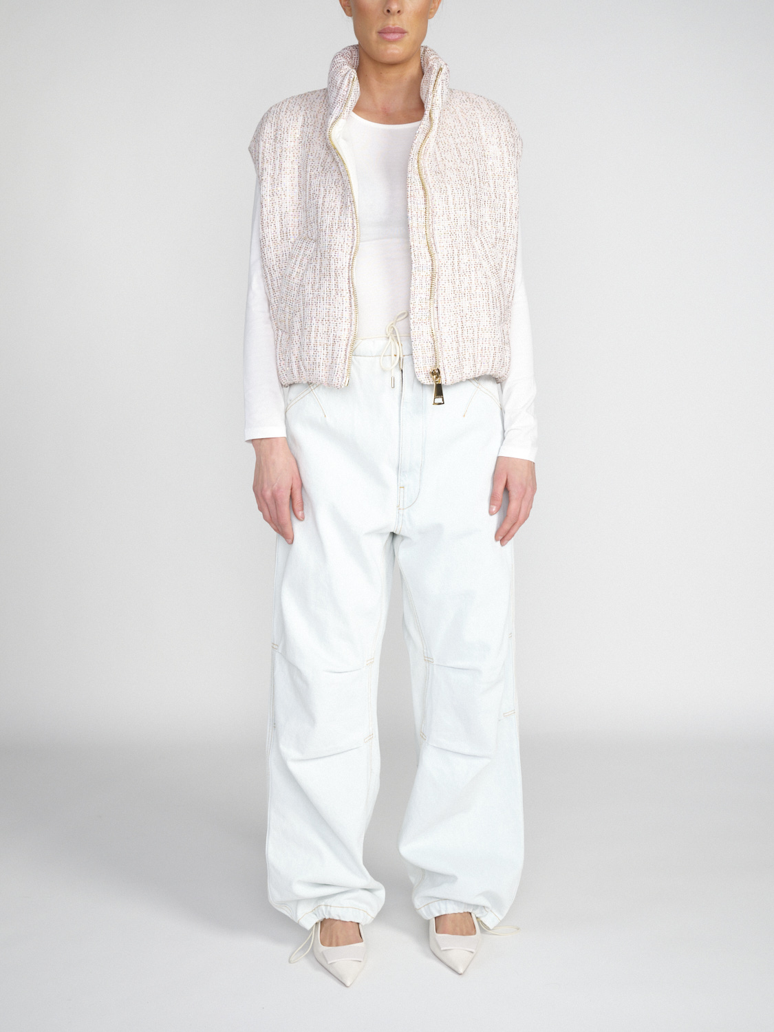 Khrisjoy Joy - Gilet cropped con paillettes   creme XS/S