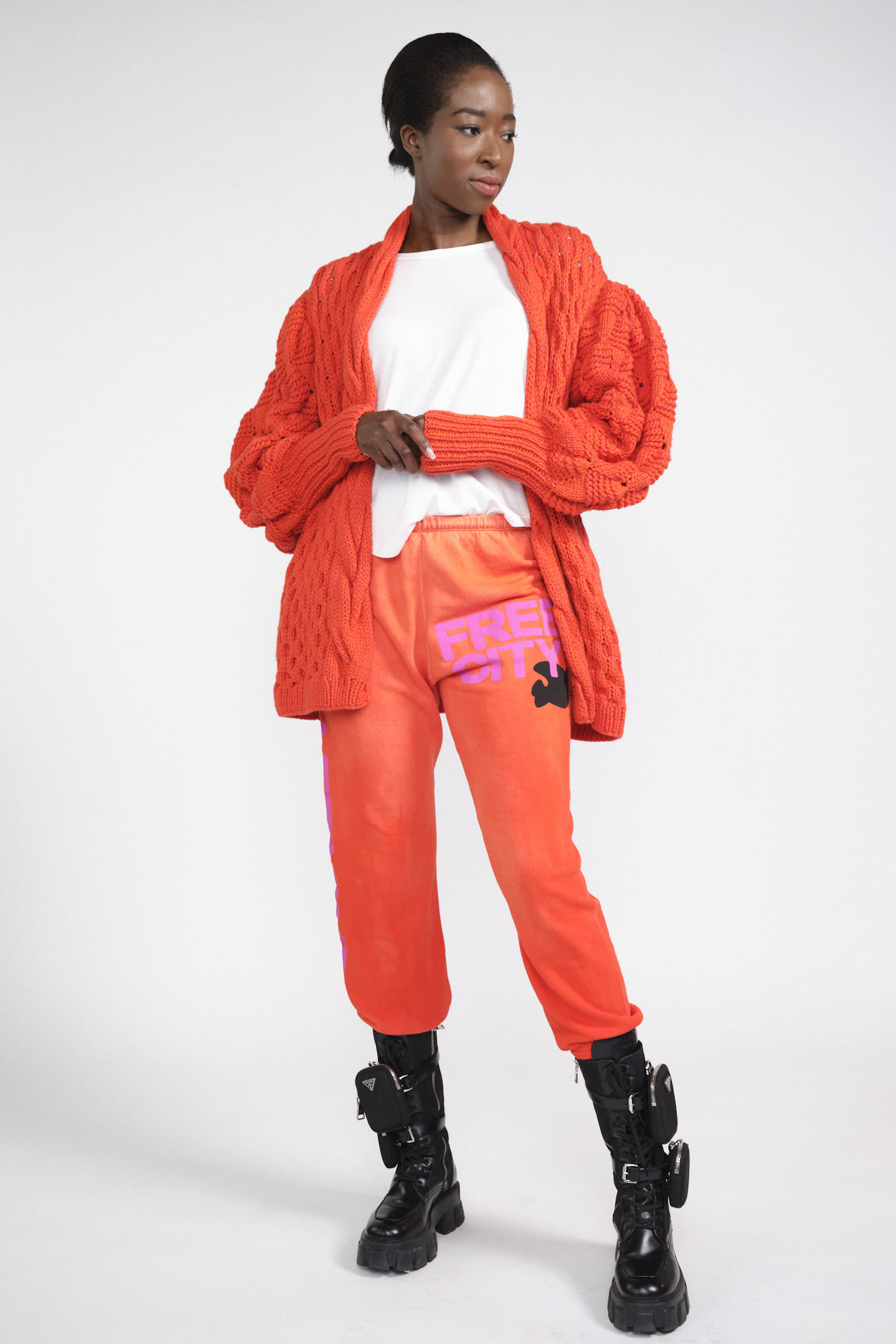 letanne mantel orange einfarbig cashmere