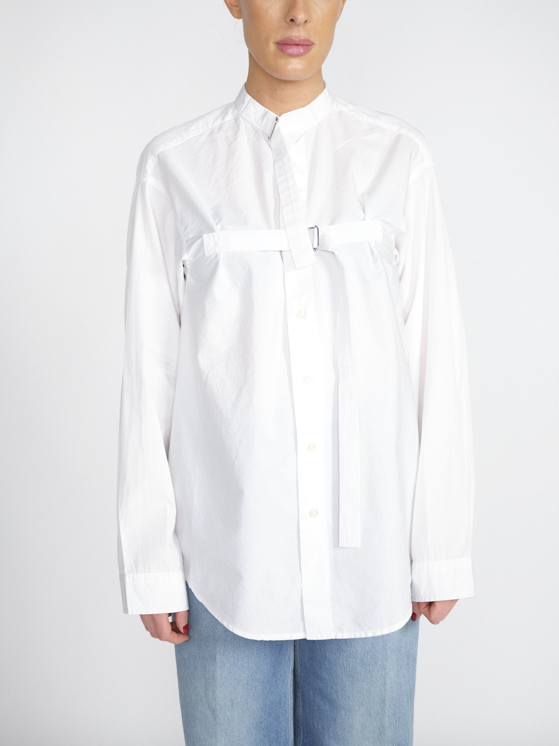 R13 Seamless - Oversized Bluse mit Montagegürtel-Details  blanco XS