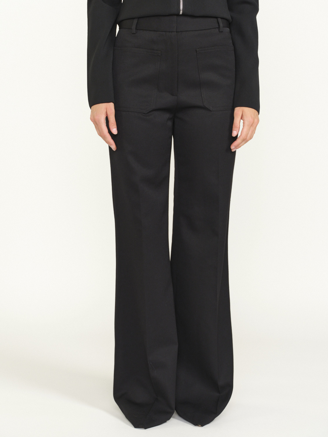Nili Lotan Christophe - flared trousers in virgin wool  black 36