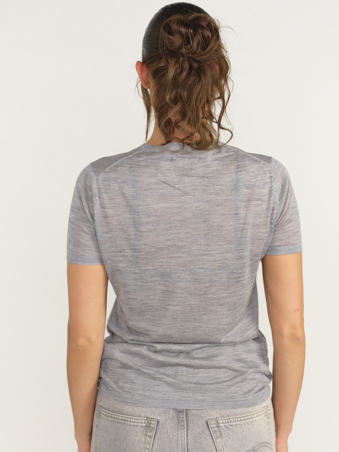 Nili Lotan Chantelle Sweater - Camiseta de seda gris S