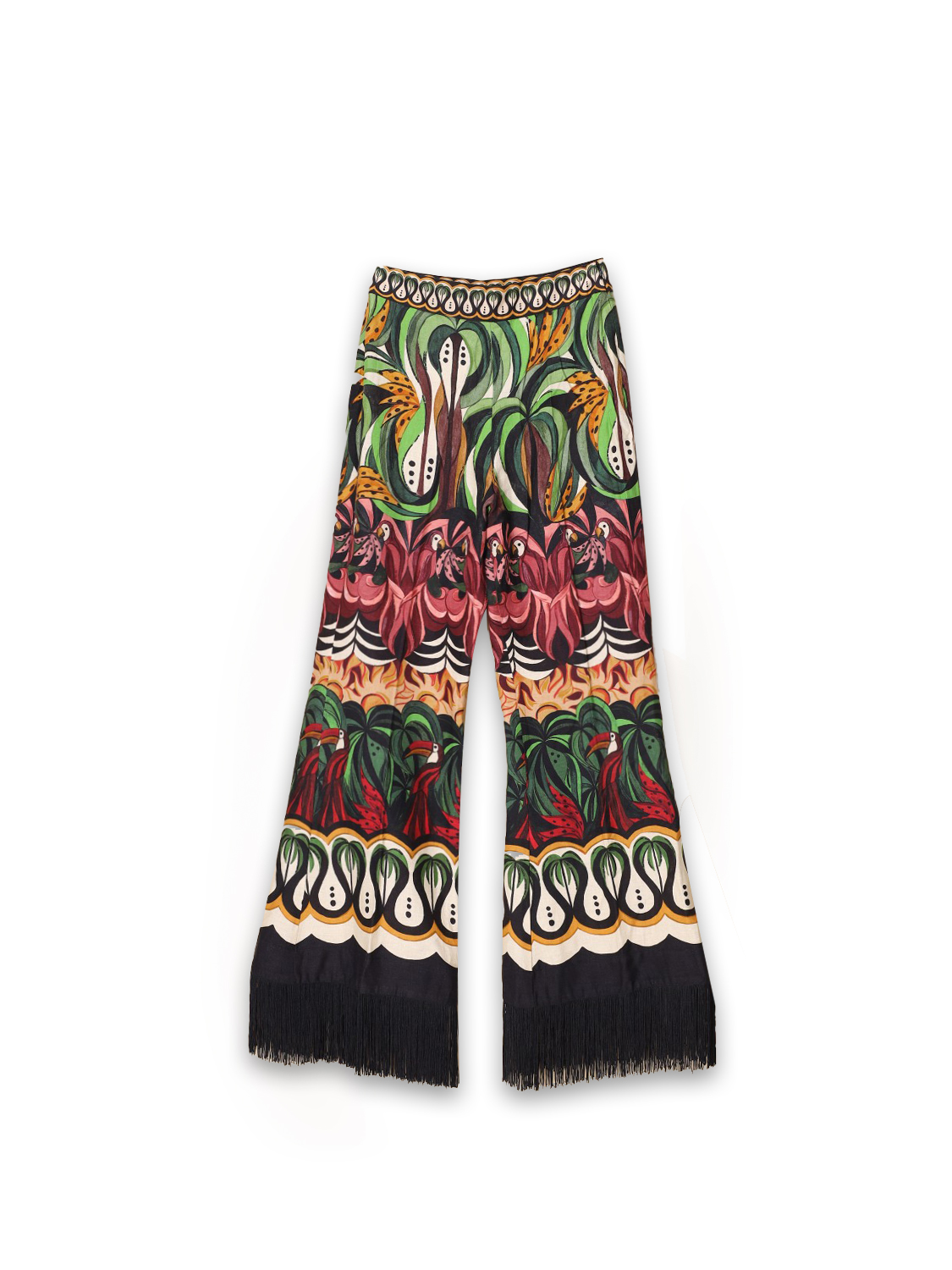 Trousers with fringed hem 