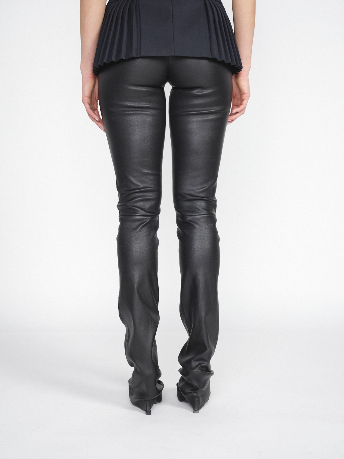 jitrois Leggings en cuir d'agneau stretch schwarz 34