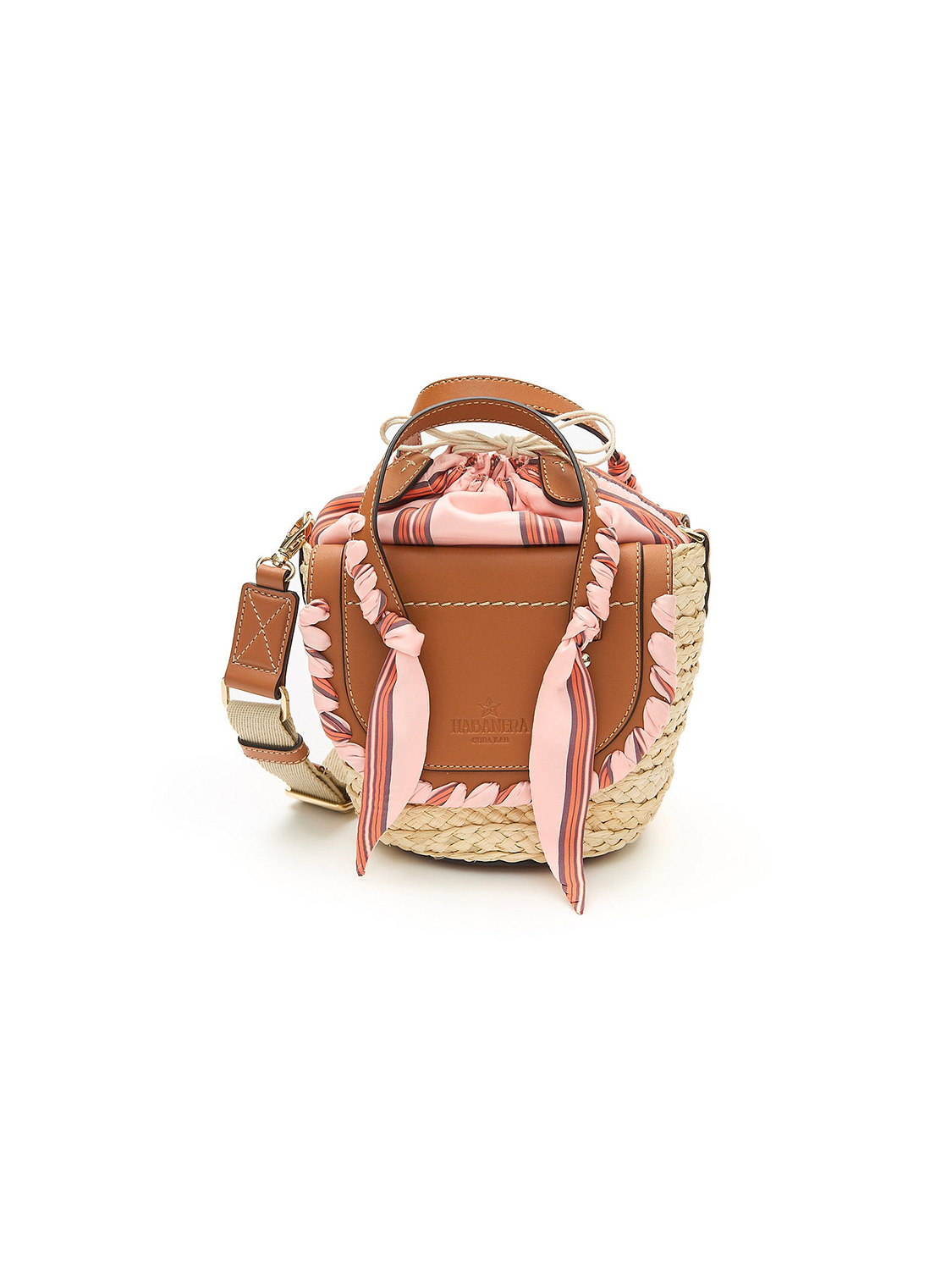 Habanera Silk – Caramel – Woven and leather bag 
