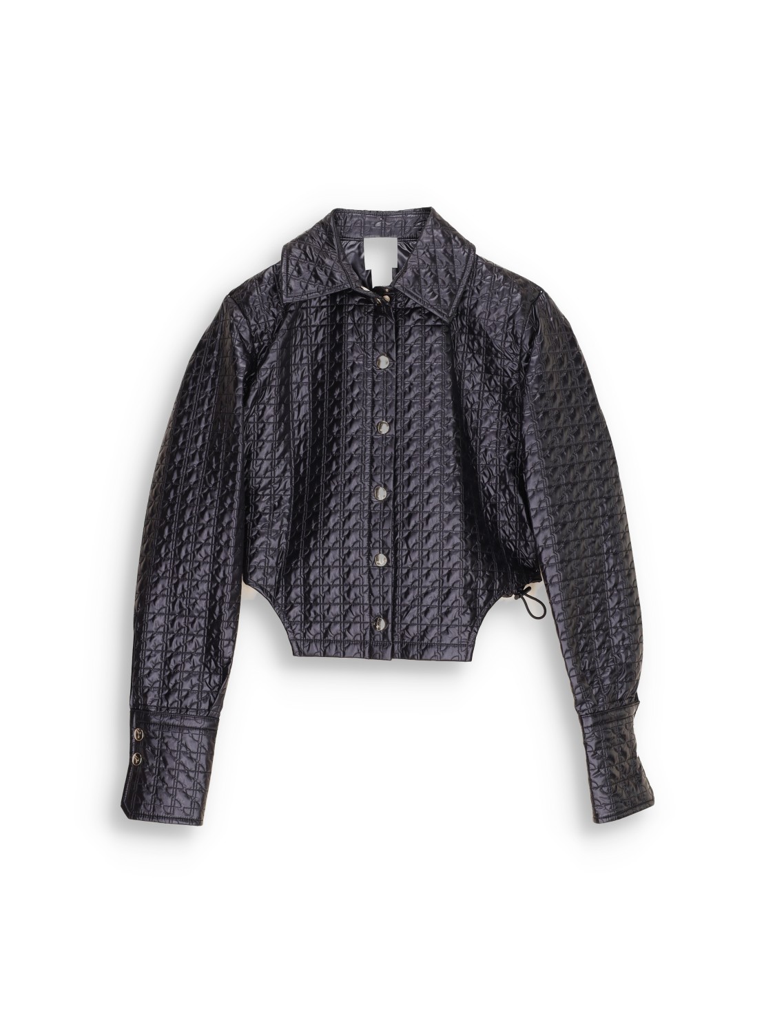Cropped jacket with gold details and elastic waistband 