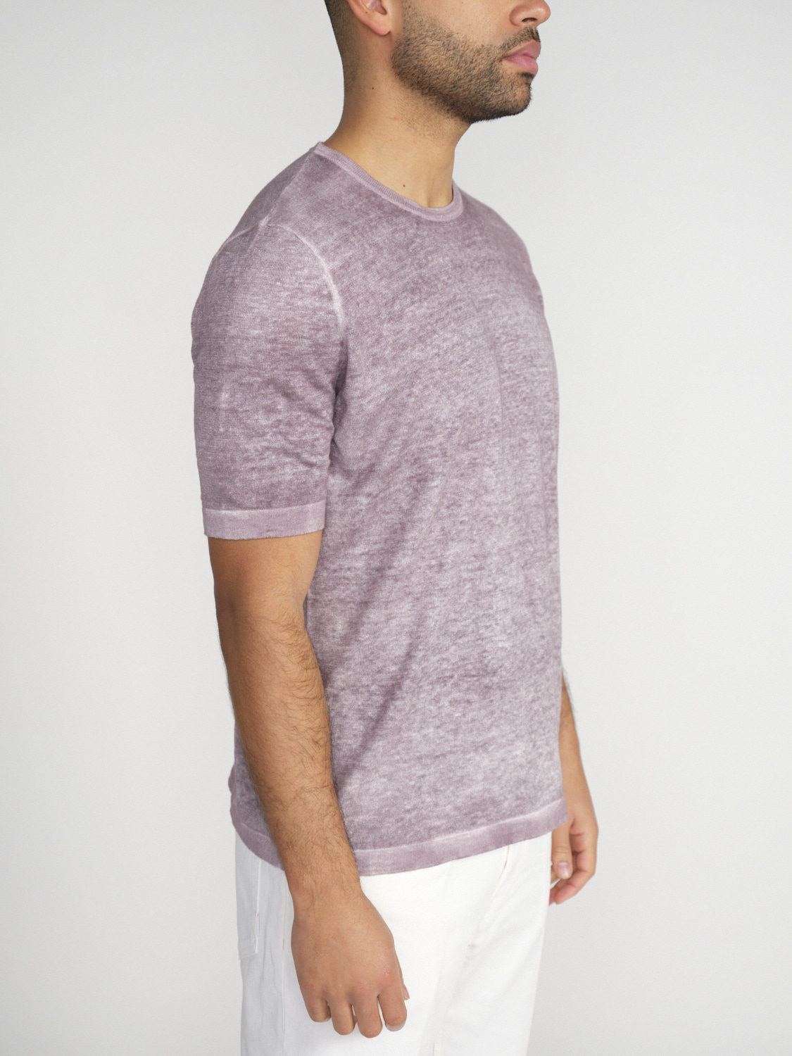 Avant Toi Kurzarm Shirt aus aus Leinen-Baumwoll-Mix  lila XL