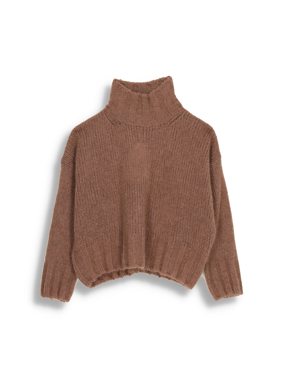 Saverio Palatella High Neck Fluffy - Pullover with stand-up collar in cashmere brown M