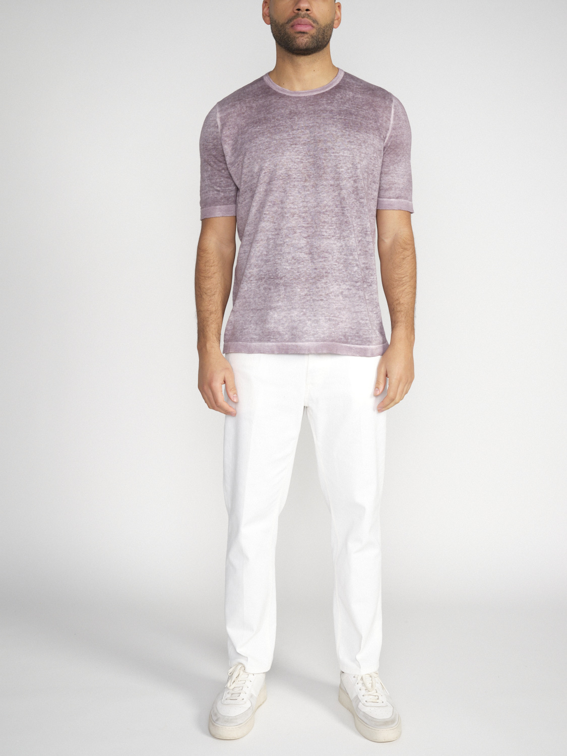 Avant Toi Kurzarm Shirt aus aus Leinen-Baumwoll-Mix  lila XL