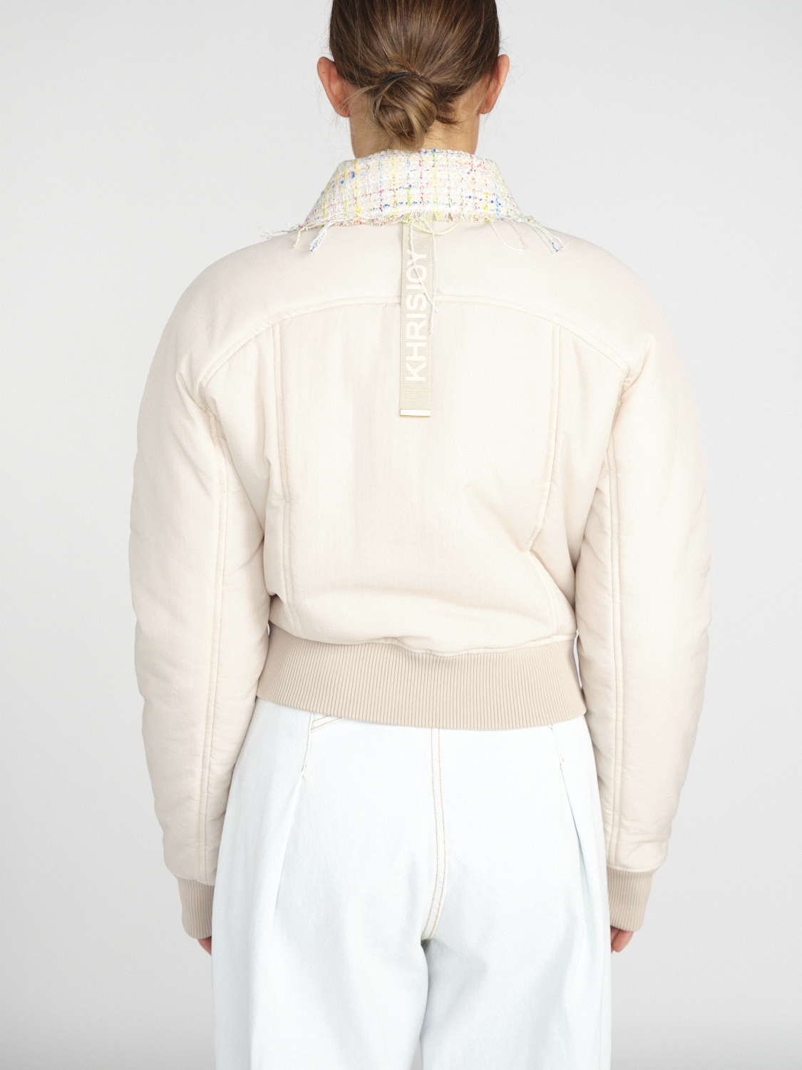 khrisjoy Micro - Short bomber jacket with tweed details   beige XS/S