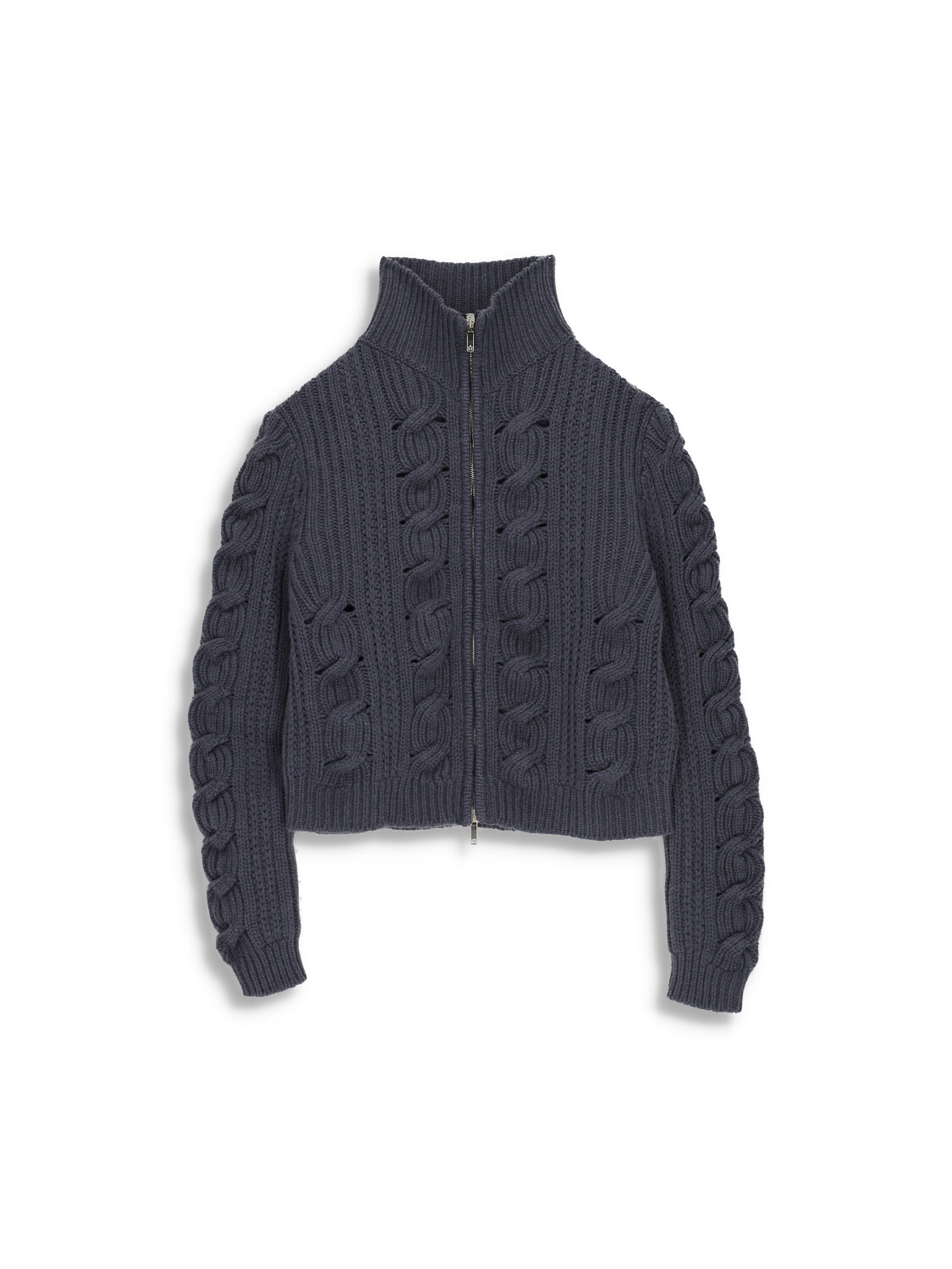 Woven cardigan with zipper in virgin wool