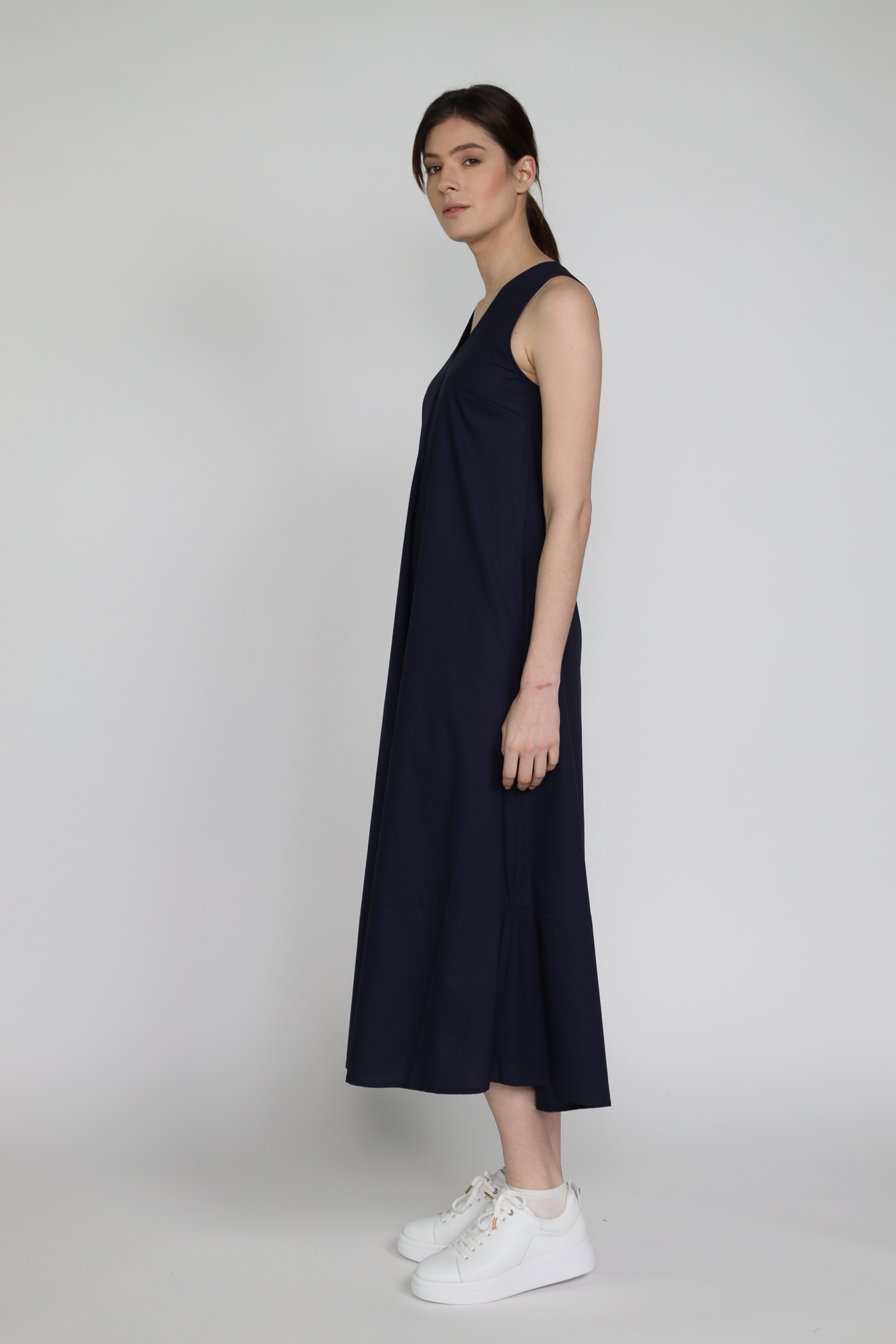 Roberto Collina Abito - maxi vestido acampanado de algodón blau L Roberto Collina Abito - maxi vestido acampanado de algodón blau L