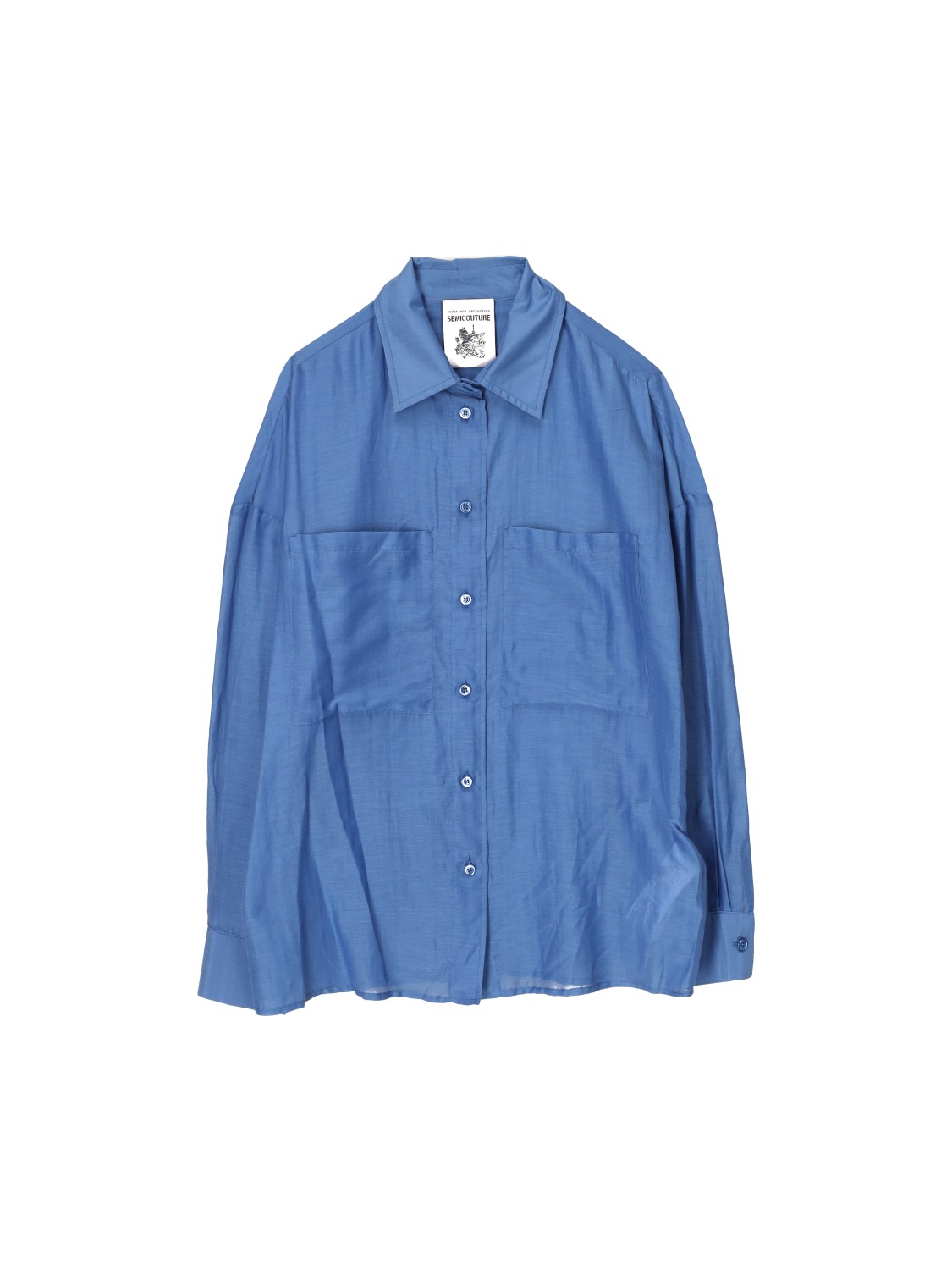 Semicouture Leichte oversized Bluse mit Brusttaschen   blau 34